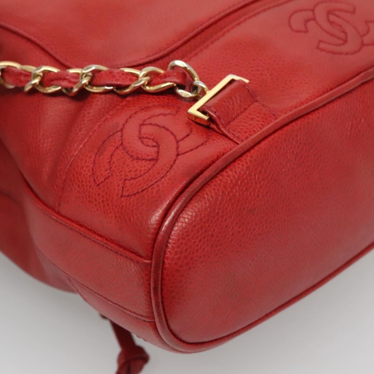 Chanel Vintage Caviar Red Leather Backpack Bag (Pre-Owned)
