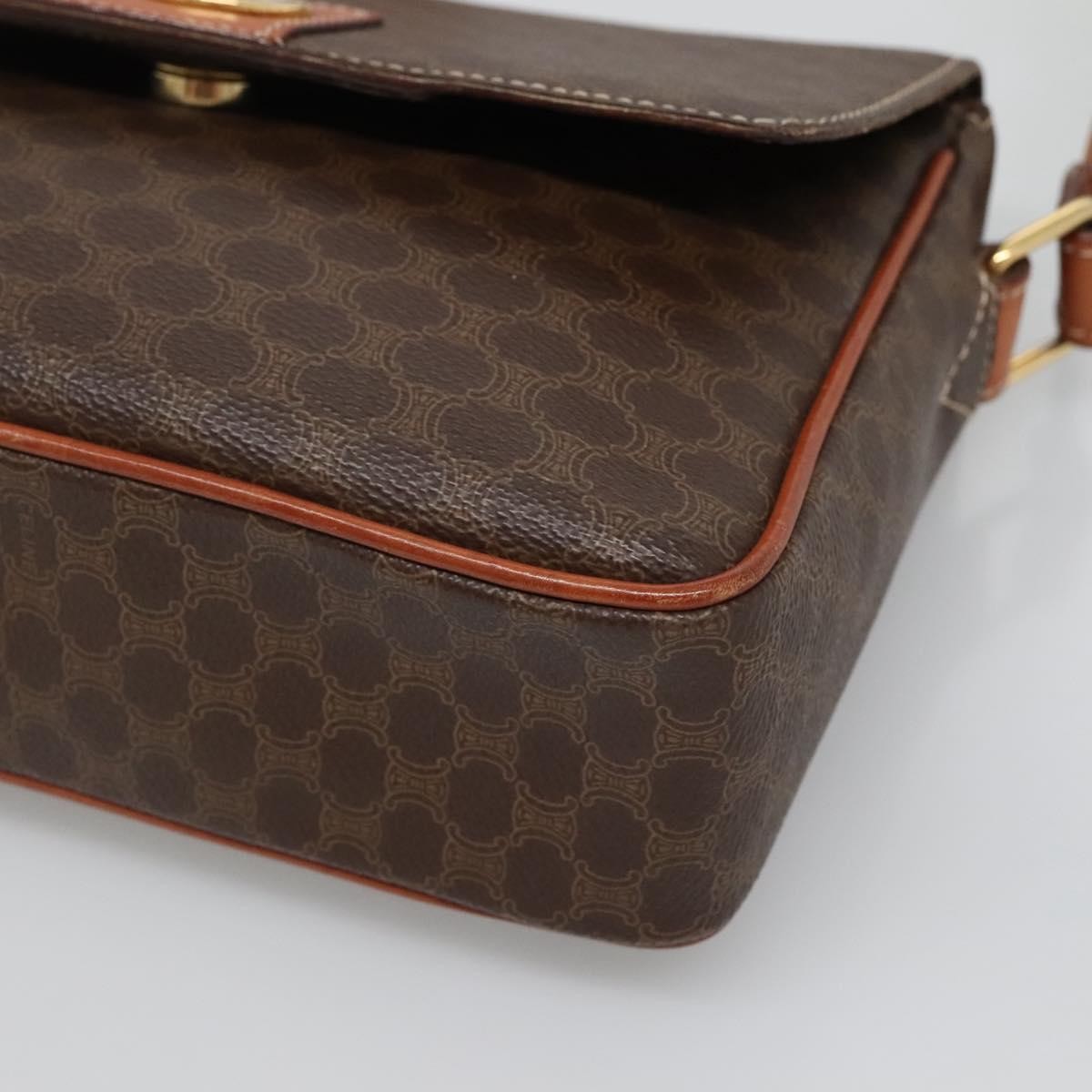 Celine Vintage Macadam Canvas And Leather Brown Canvas Shoulder Bag Bag (Pre-Owned)