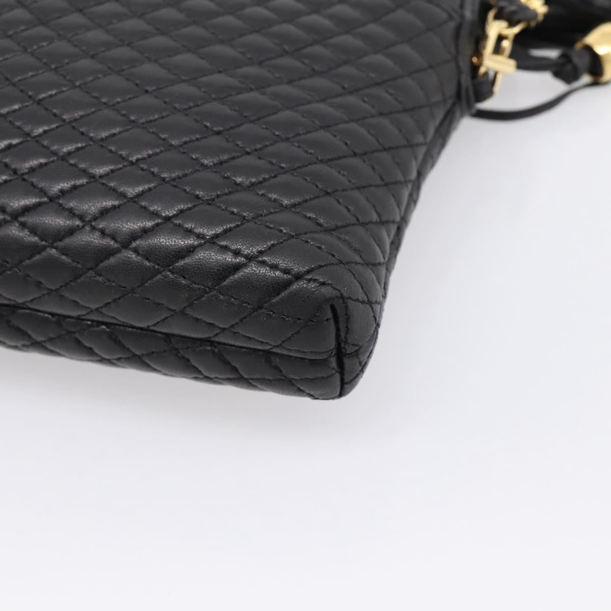Bally Vintage Chain Quilted Leather Black Leather Shoulder Bag Bag (Pre-Owned)