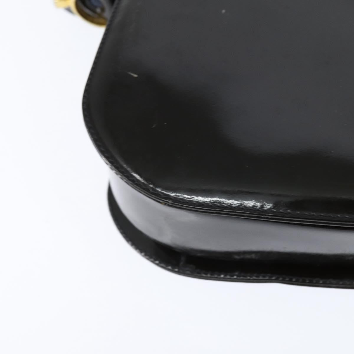 Celine Vintage Carriage Flap Clutch Leather Black Patent_Leather Shoulder Bag Bag (Pre-Owned)