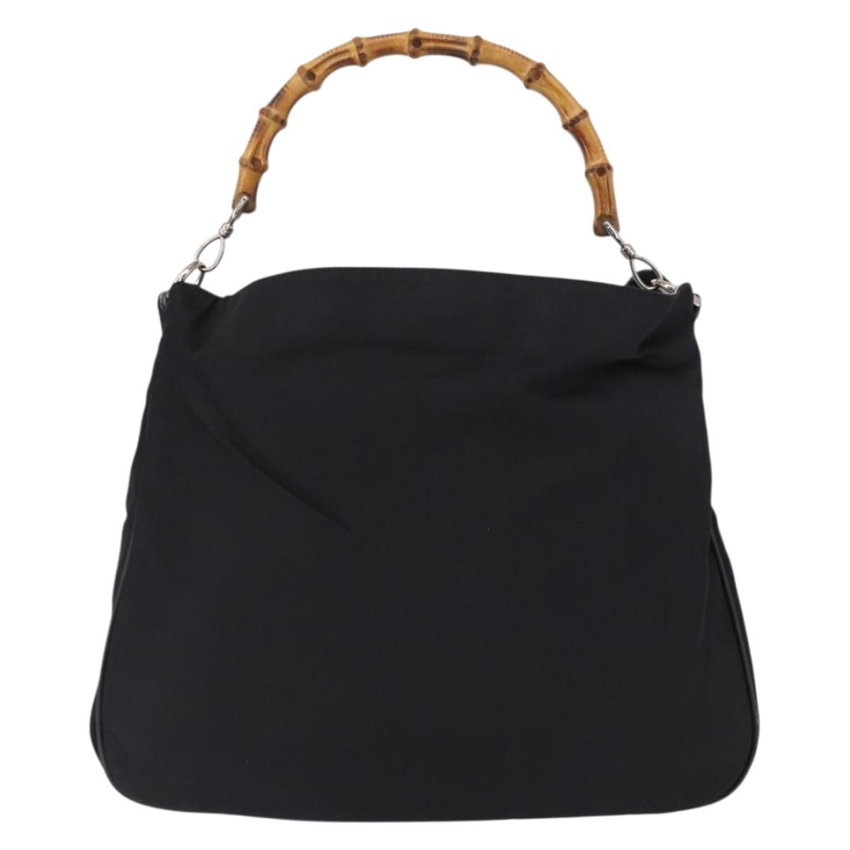 Gucci Vintage Bamboo Shoulder Canvas Black Canvas Shoulder Bag Bag (Pre-Owned)