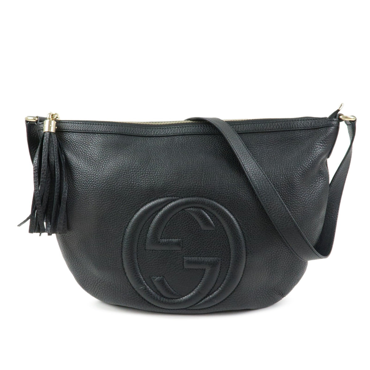 Gucci Soho Messenger Leather Black Leather Handbag (Pre-Owned)