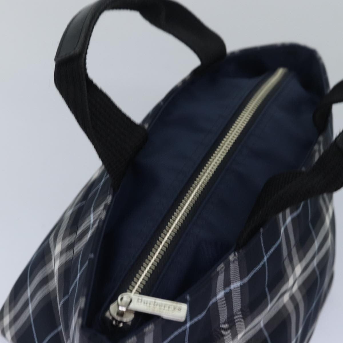 Burberry Nova Check Blue Label Nylon Navy Nylon Handbag (Pre-Owned)