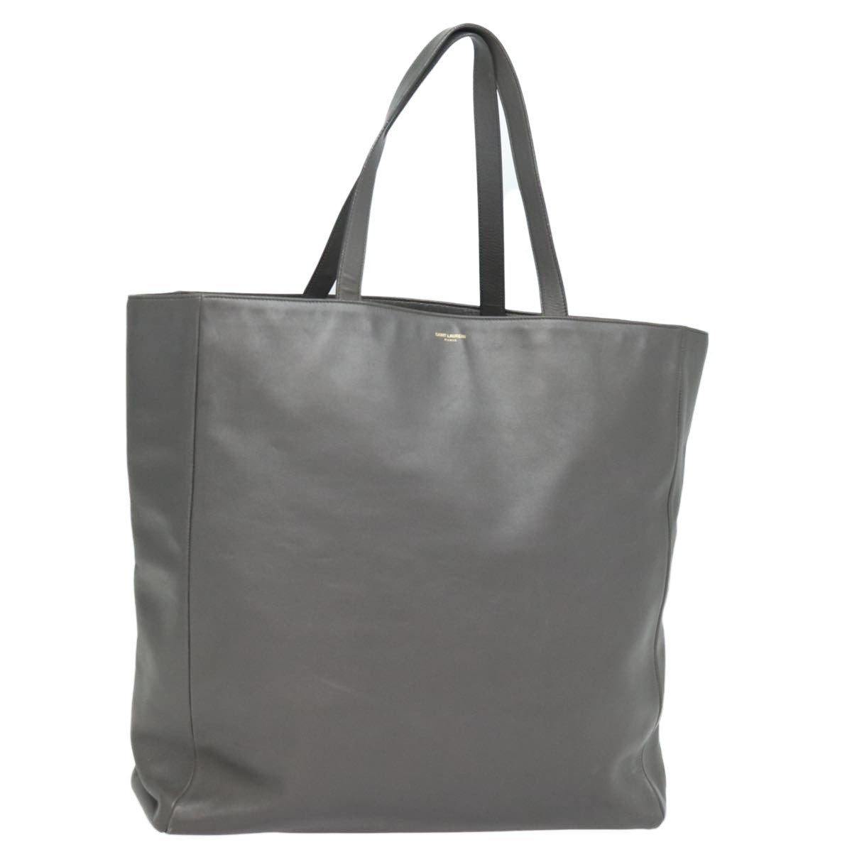 Saint Laurent Reversible North South Shopper Leather Gray Leather Tote Bag Bag (Pre-Owned)