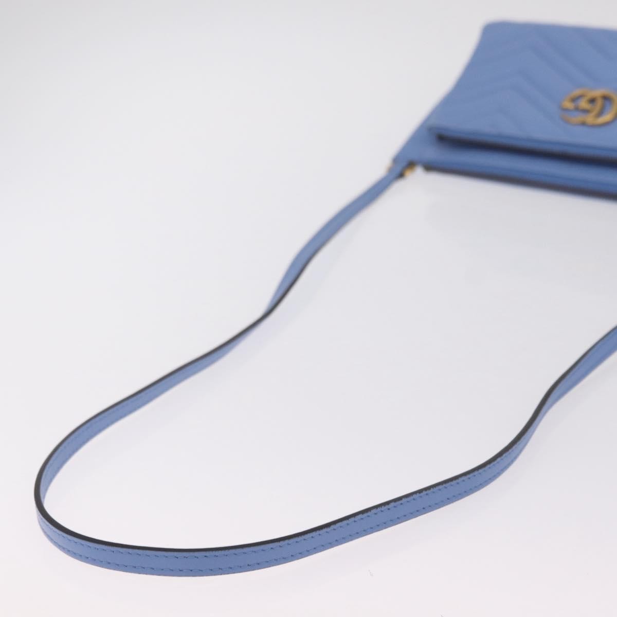 Gucci Gg Marmont Double Matelasse Leather Blue Leather Crossbody Bag Bag (Pre-Owned)