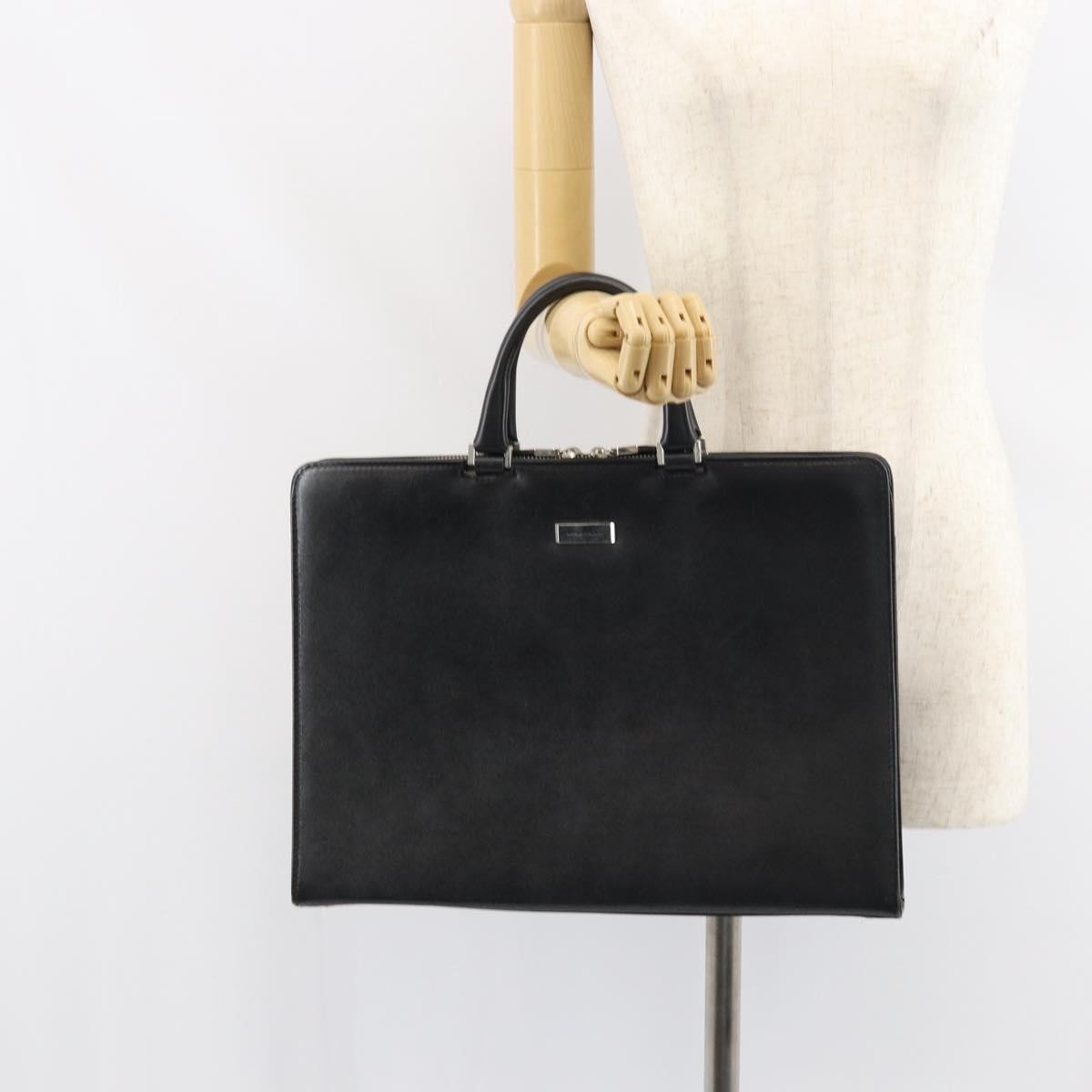 Burberry Vintage Leather Black Leather Briefcase Bag (Pre-Owned)
