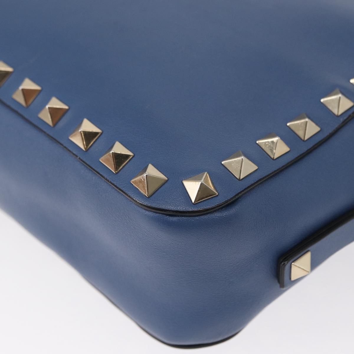 Valentino Garavani Rockstud Camera Leather Blue Leather Clutche & Pouche Bag (Pre-Owned)