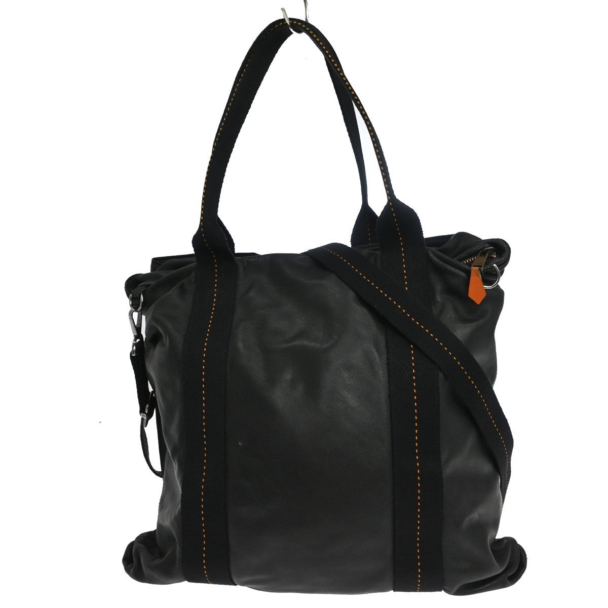 Hermes Caravan Tote Leather Black Leather Tote Bag Bag (Pre-Owned)