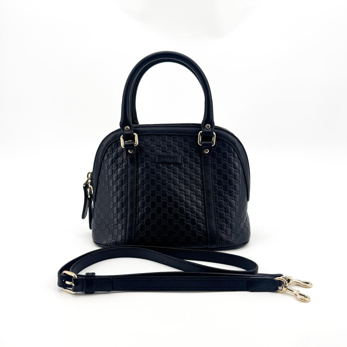 Gucci Convertible Dome Satchel Microguccissima Leather Black Leather Handbag (Pre-Owned)