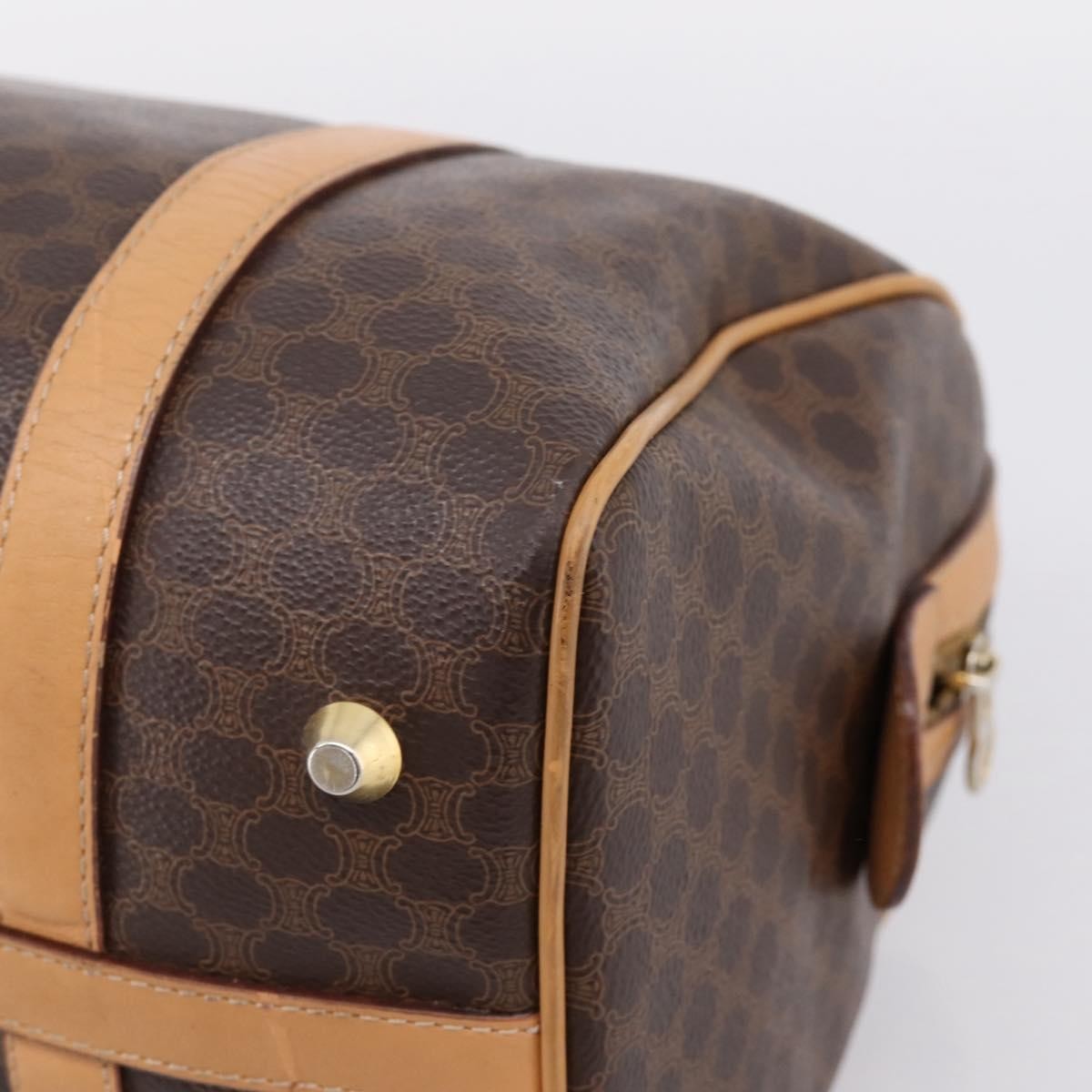 Celine Boston Macadam Canvas Brown Canvas Travel Bag Bag (Pre-Owned)