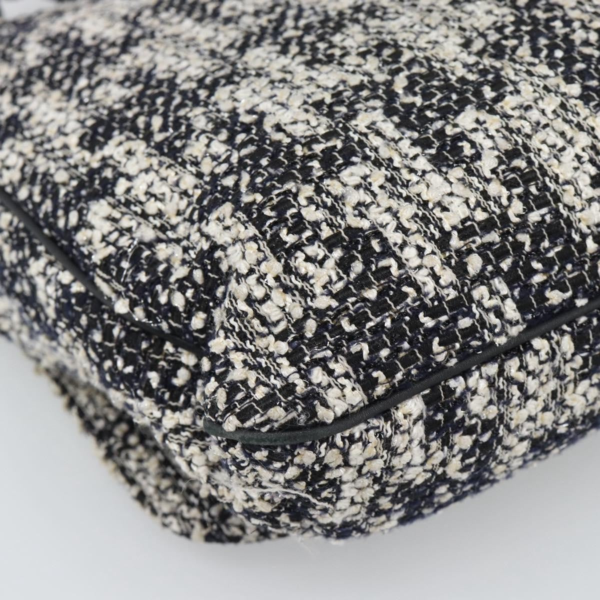 Chanel Camellia Messenger Tweed Black Tweed Shoulder Bag Bag (Pre-Owned)