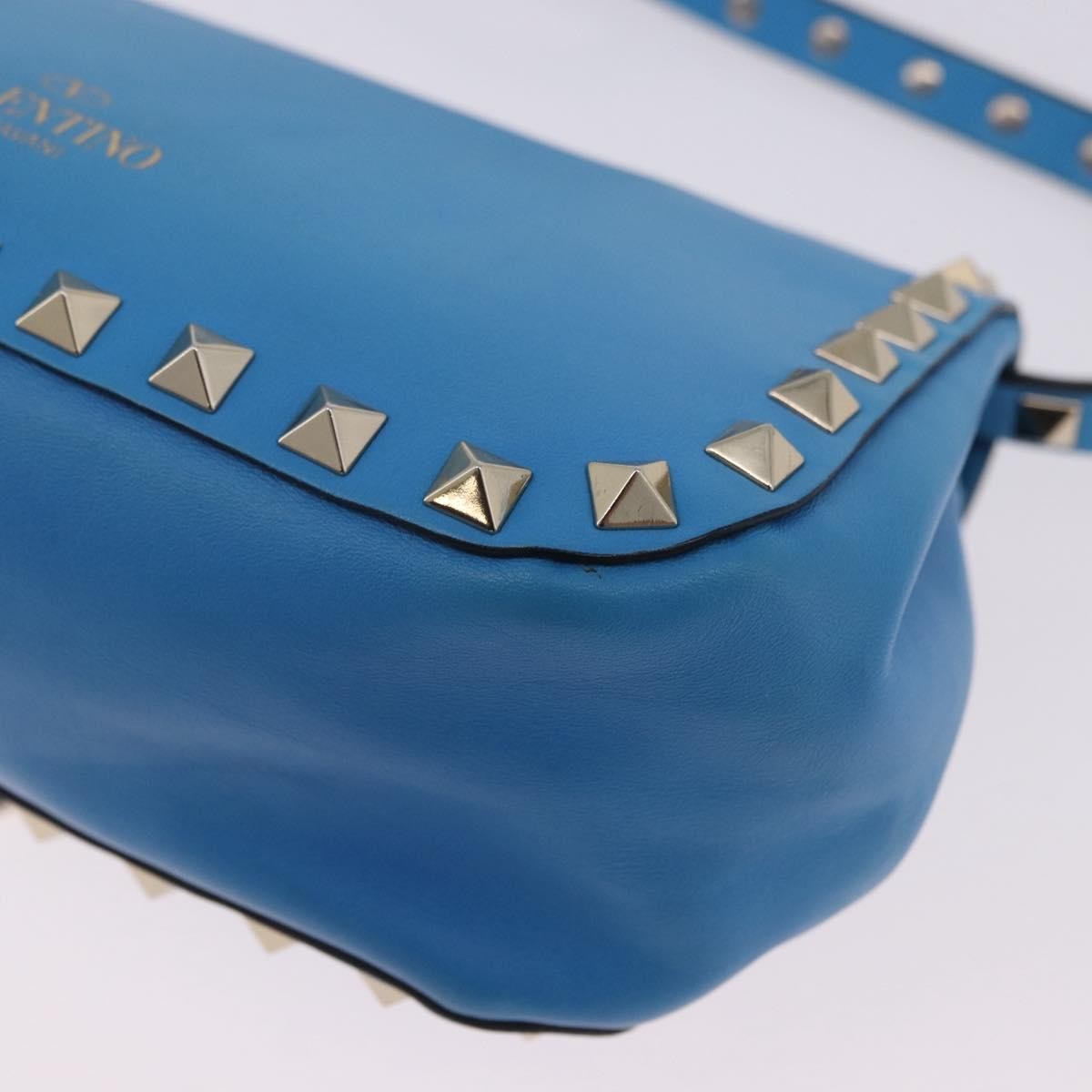 Valentino Garavani Rockstud Flip Lock Compartment Leather Blue Leather Shoulder Bag Bag (Pre-Owned)