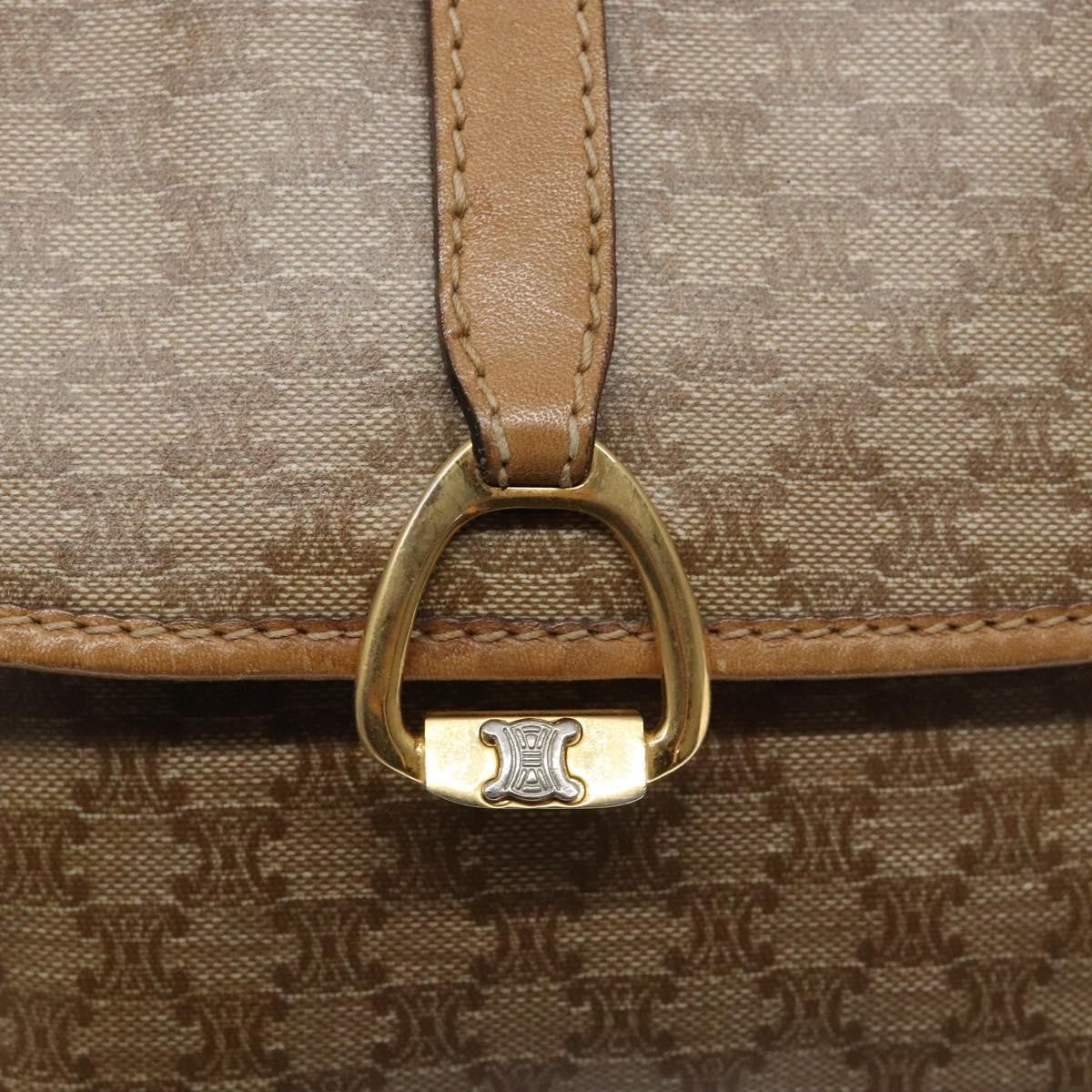 Celine Macadam Shoulder Pvc Leather Beige Canvas Bag (Pre-Owned)