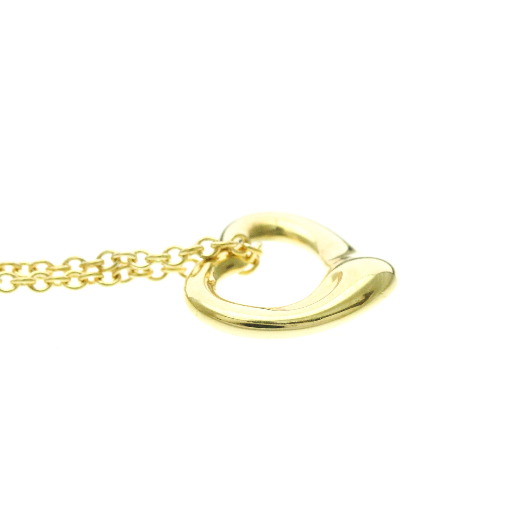 Tiffany & Co. Elsa Peretti Open Heart Pendant 18K Yellow Gold Gold Yellow_Gold Necklace Jewelry (Pre-Owned)