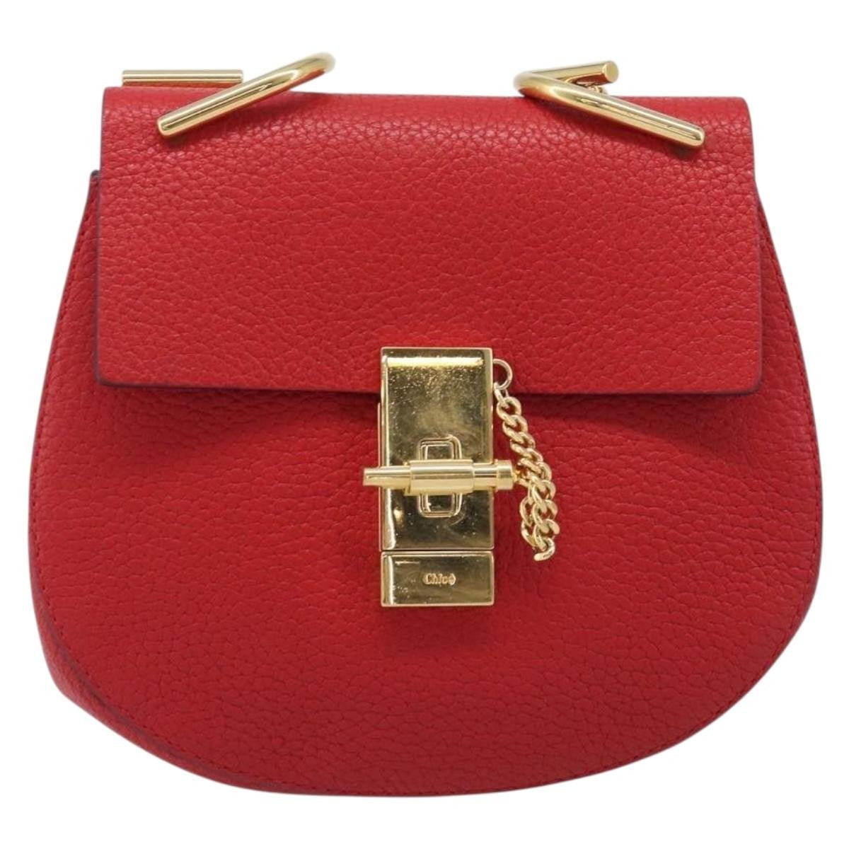 Chloe Drew Leather Red Leather Crossbody Bag Bag (Pre-Owned)