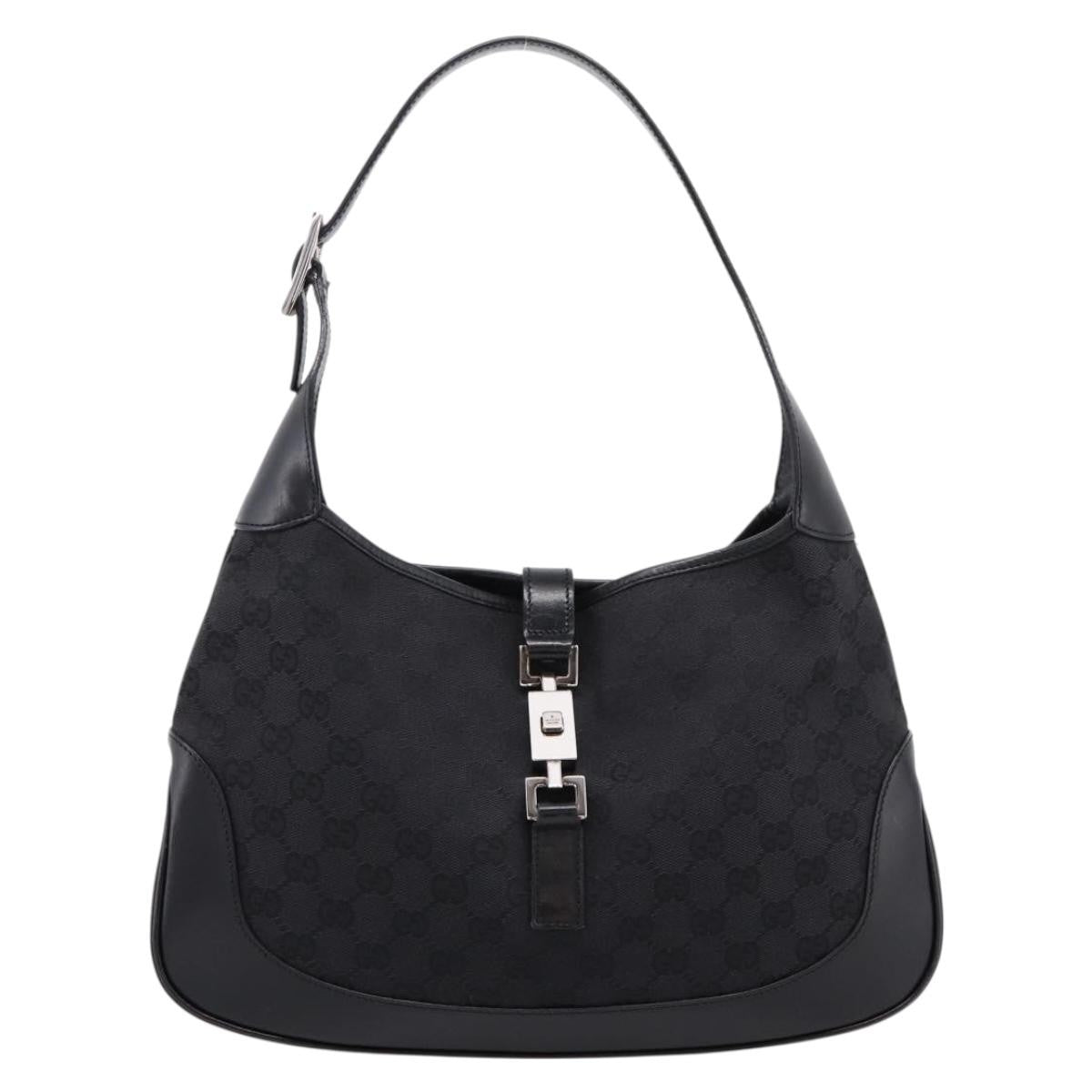 Gucci Jackie O Hobo Gg Canvas With Leather Black Canvas Shoulder Bag Bag (Pre-Owned)