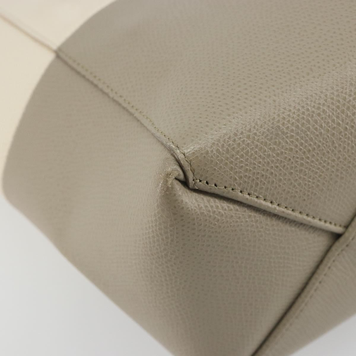 Celine Vertical Bi-Cabas Tote Leather Beige Leather Tote Bag Bag (Pre-Owned)