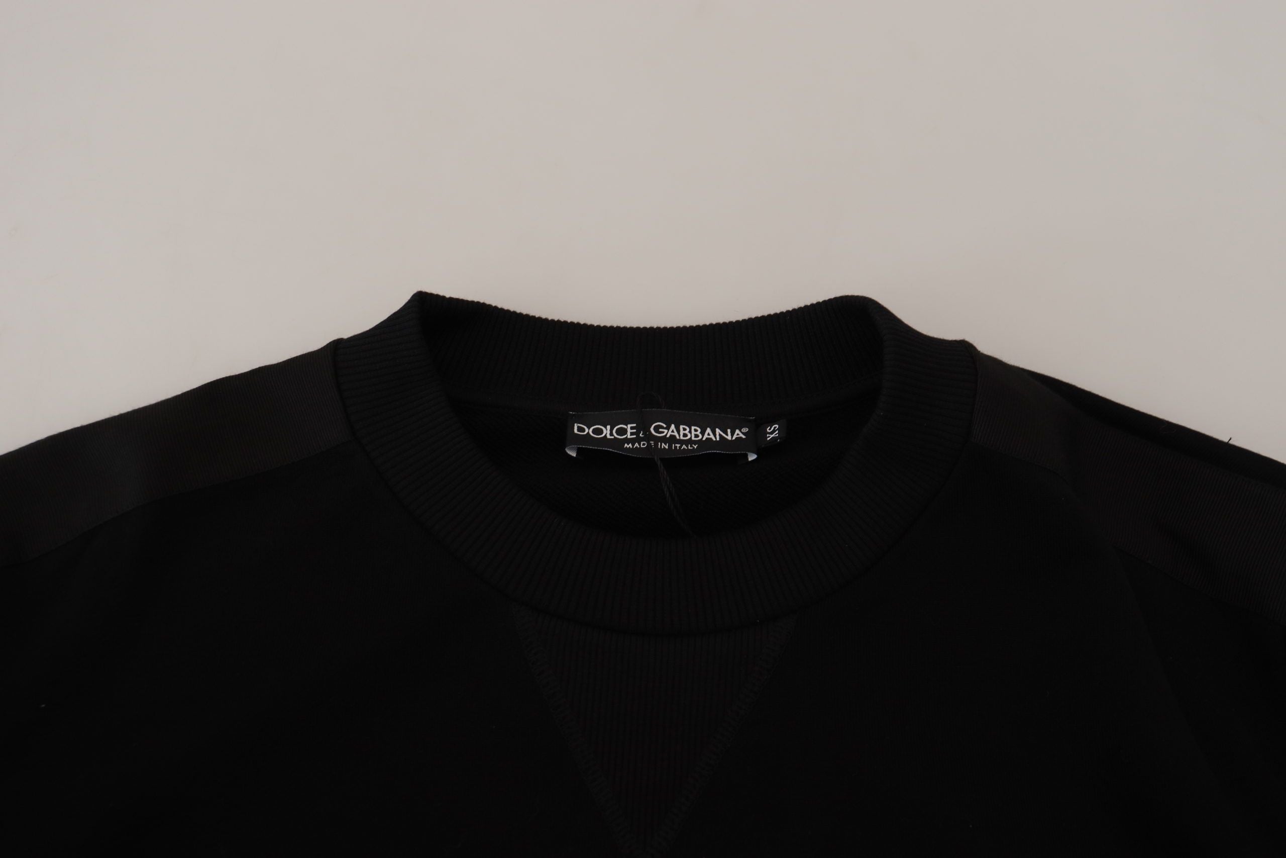 Dolce & Gabbana Black Cotton Crewneck Sweatshirt Men's Sweater
