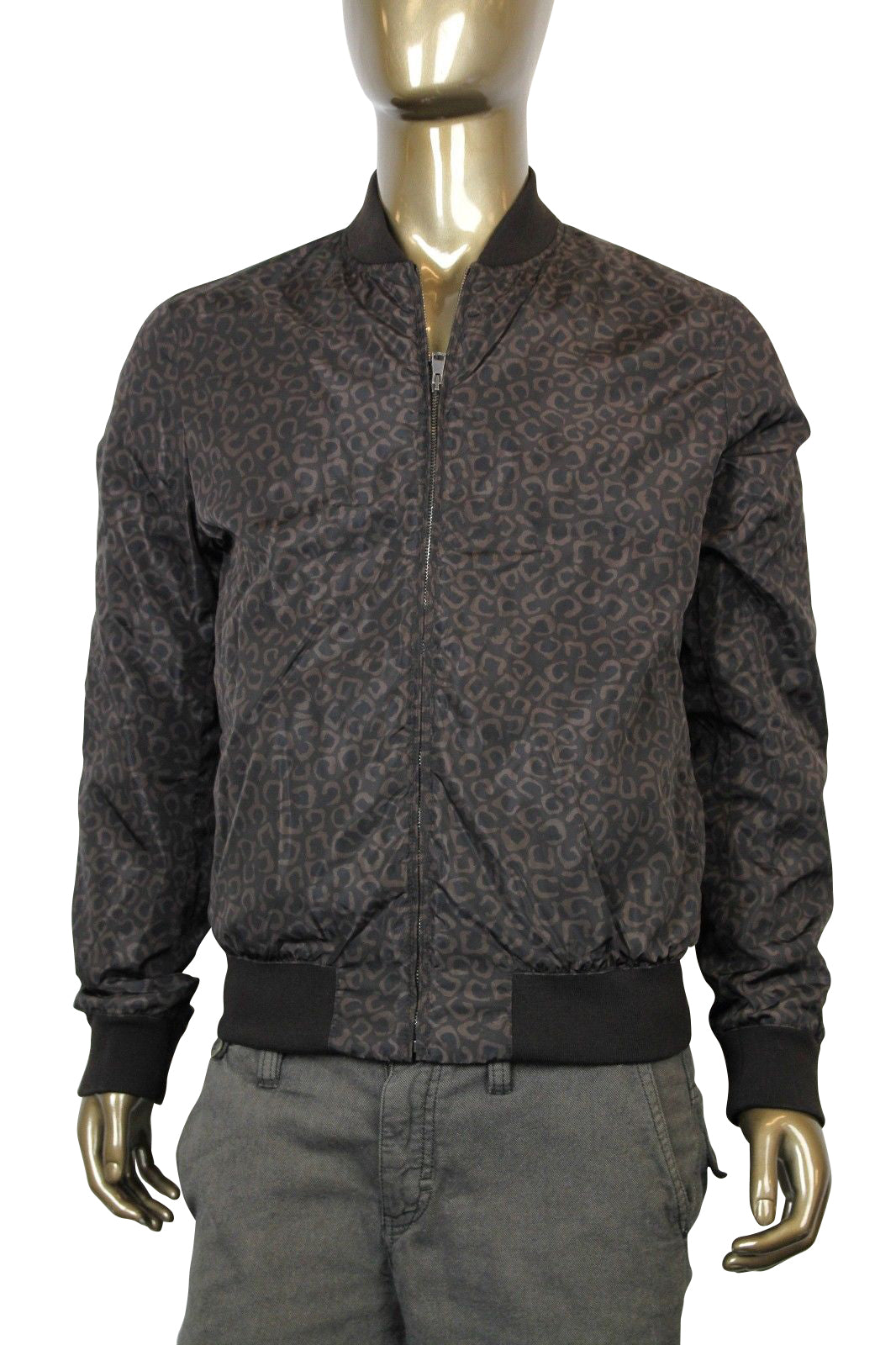 Gucci Men's Bomber Brown Polyamide Leopard Print Jacket