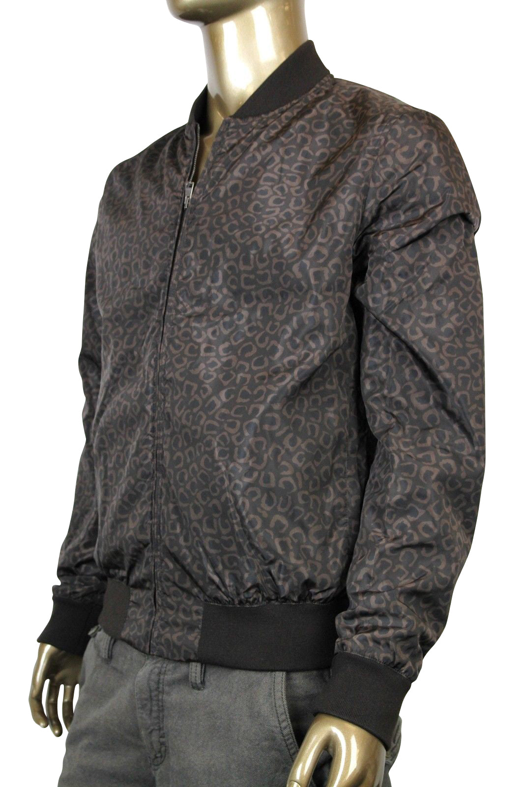 Gucci Men's Bomber Brown Polyamide Leopard Print Jacket