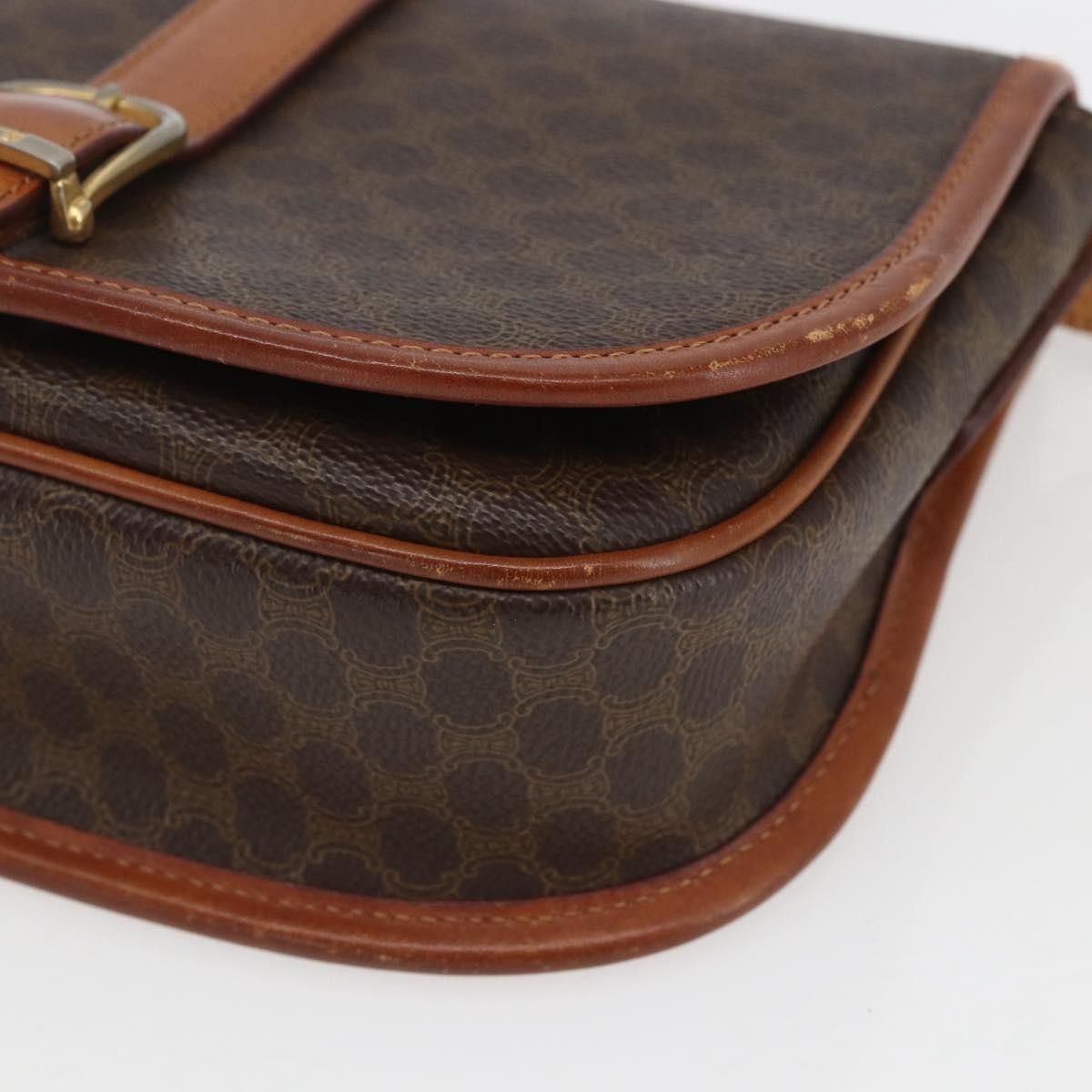 Celine Vintage Macadam Canvas And Leather Brown Canvas Shoulder Bag Bag (Pre-Owned)