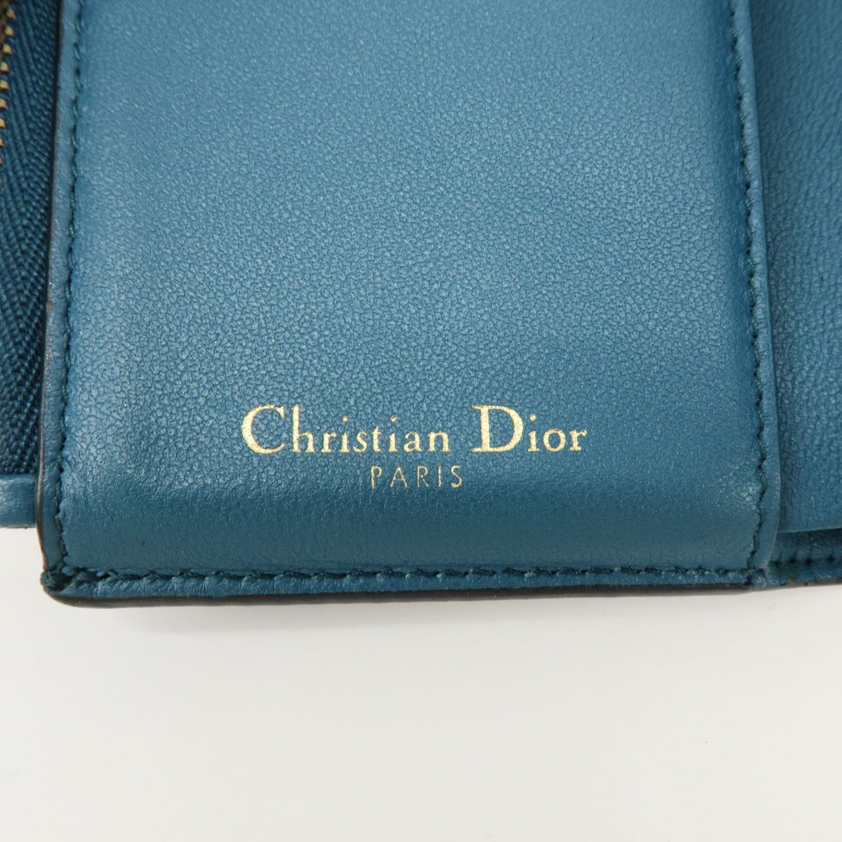 Christian Dior Saddle Flap Leather Blue Leather Wallets Accessory (Pre-Owned)