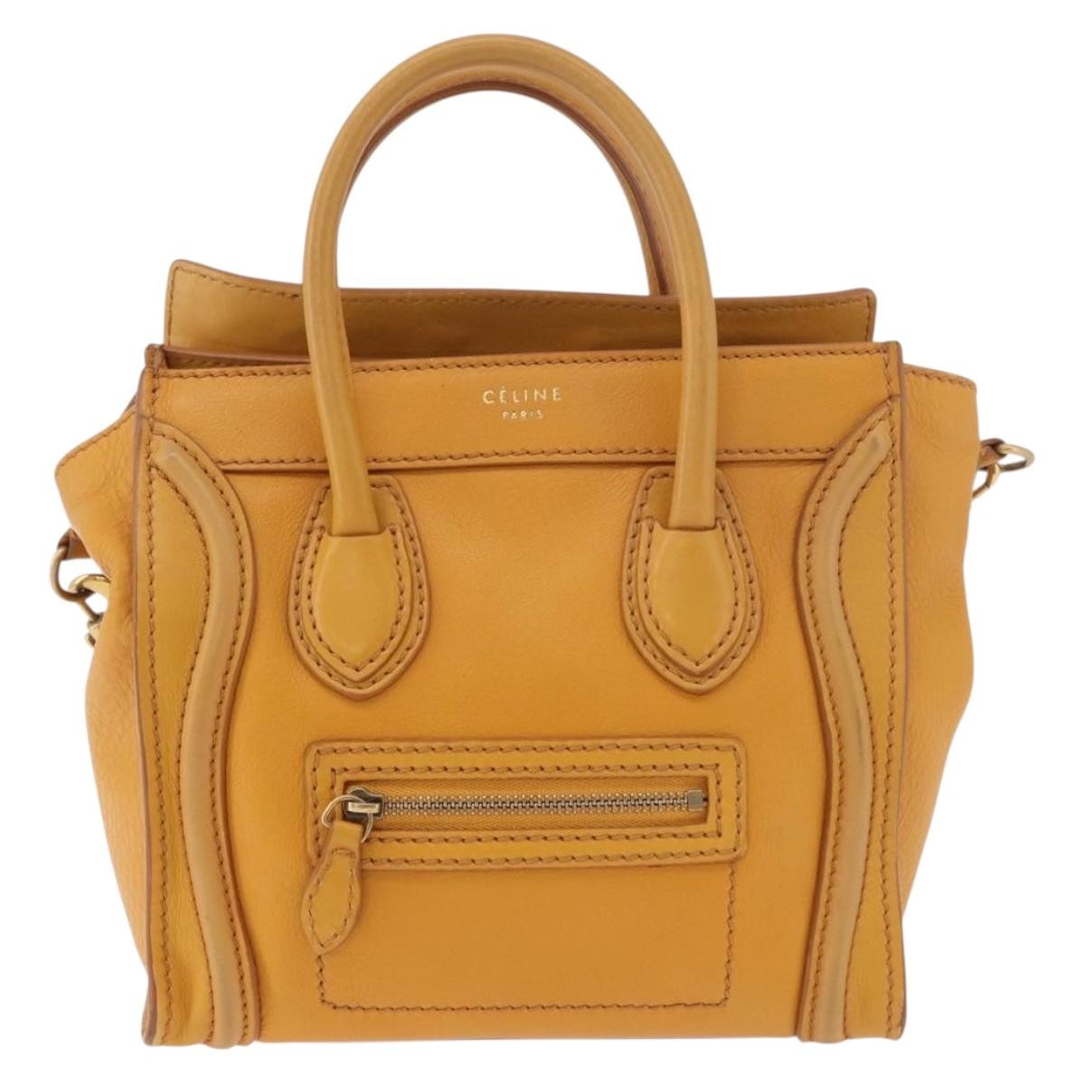Celine Luggage Smooth Leather Yellow Leather Tote Bag Bag (Pre-Owned)