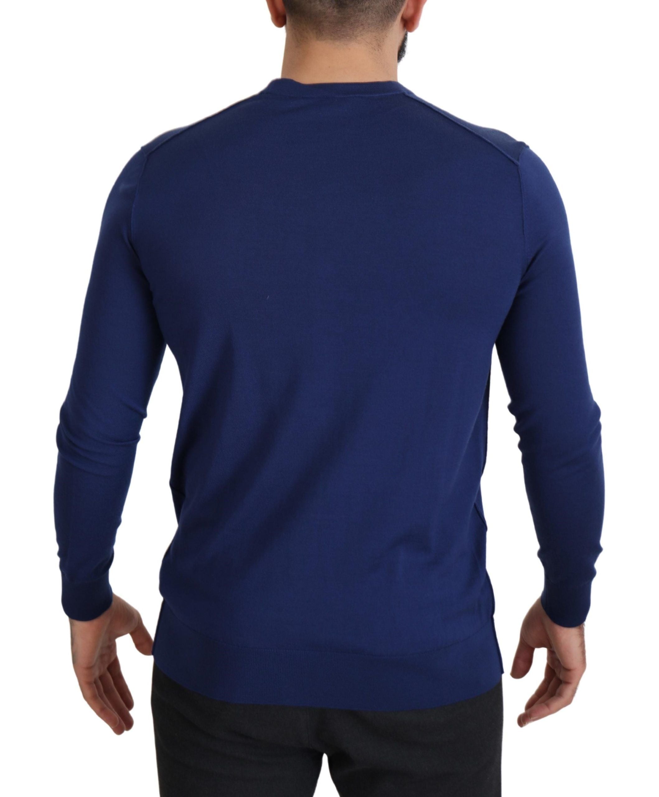 Dolce & Gabbana Blue Wool V-neck Button Down Cardigan Men's Sweater