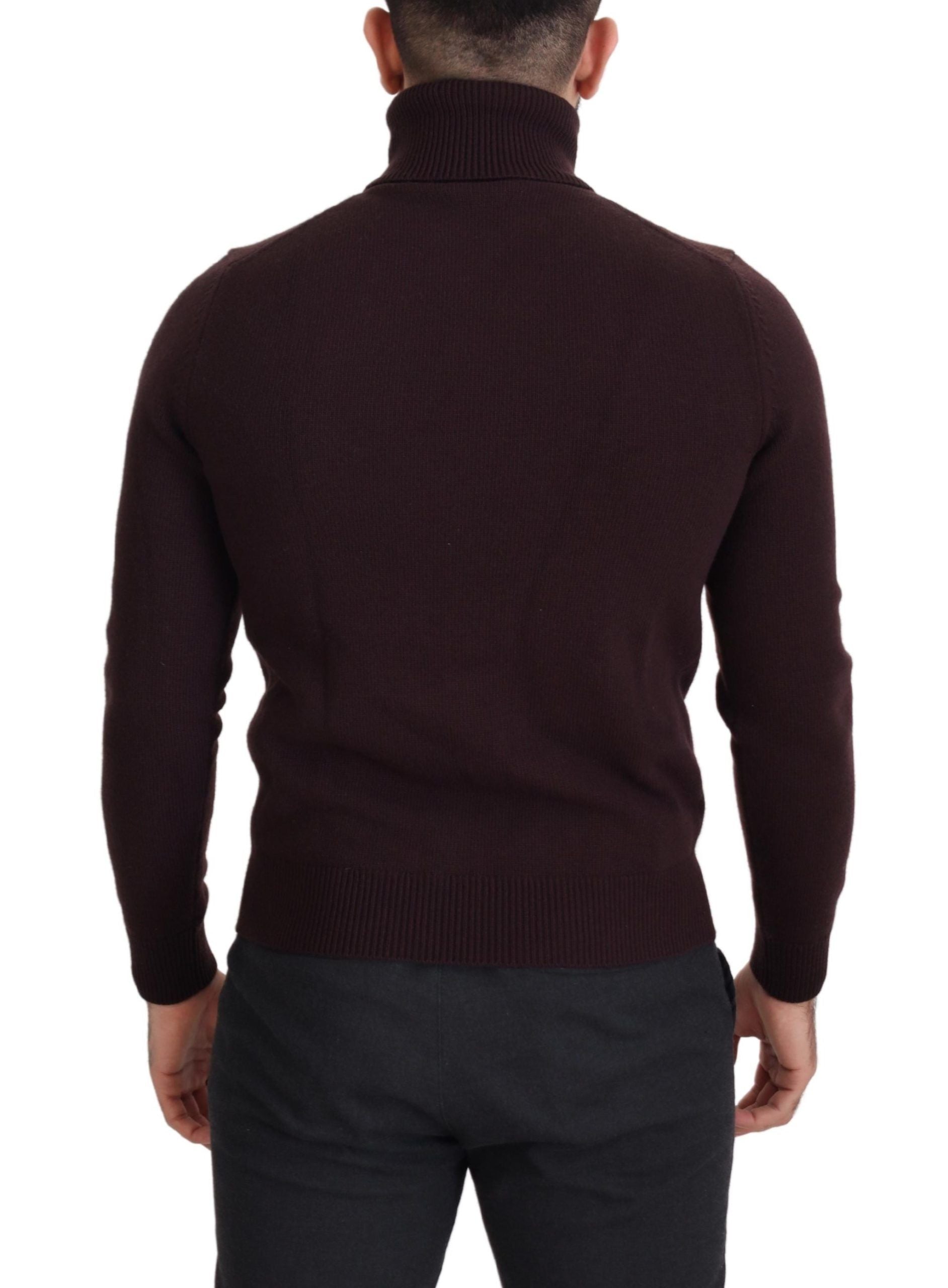 Dolce & Gabbana Brown Wool Turtle Neck Pullover Men's Sweater