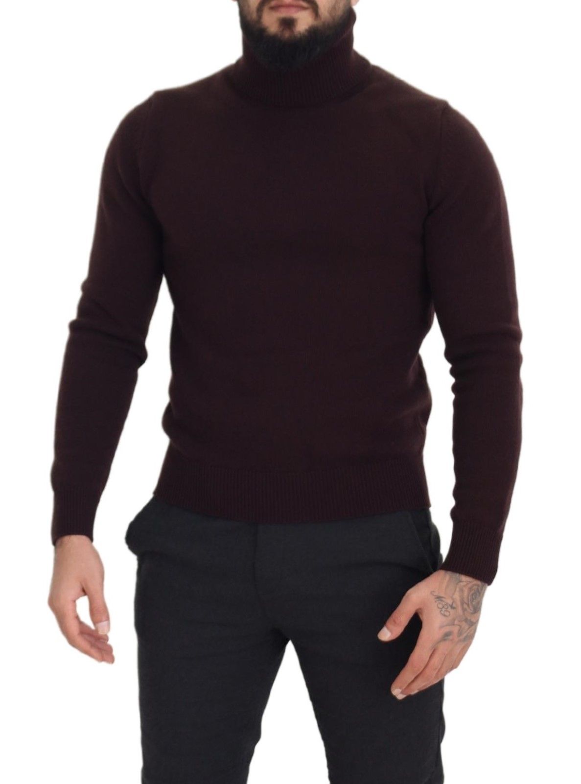 Dolce & Gabbana Brown Wool Turtle Neck Pullover Men's Sweater