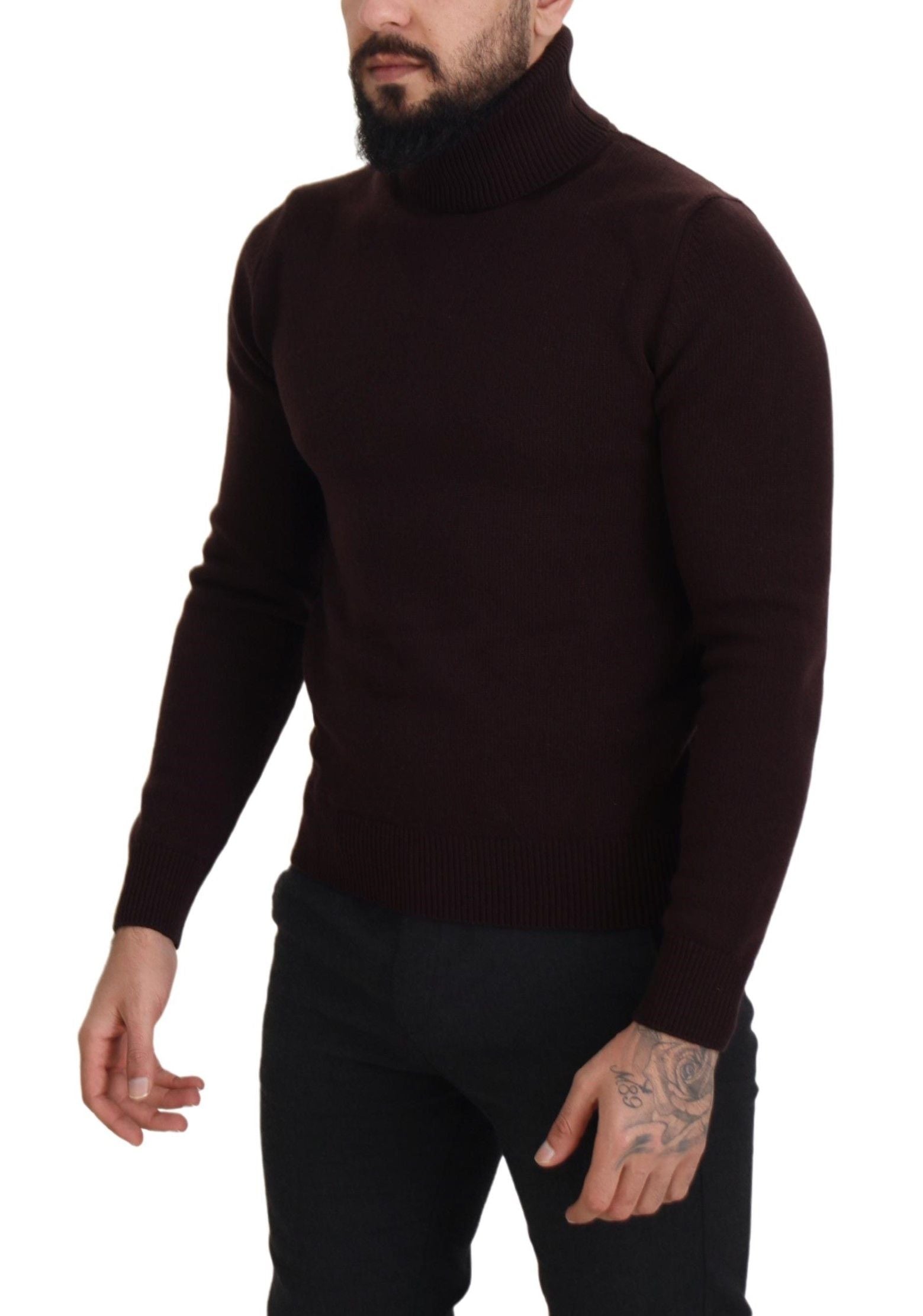 Dolce & Gabbana Brown Wool Turtle Neck Pullover Men's Sweater