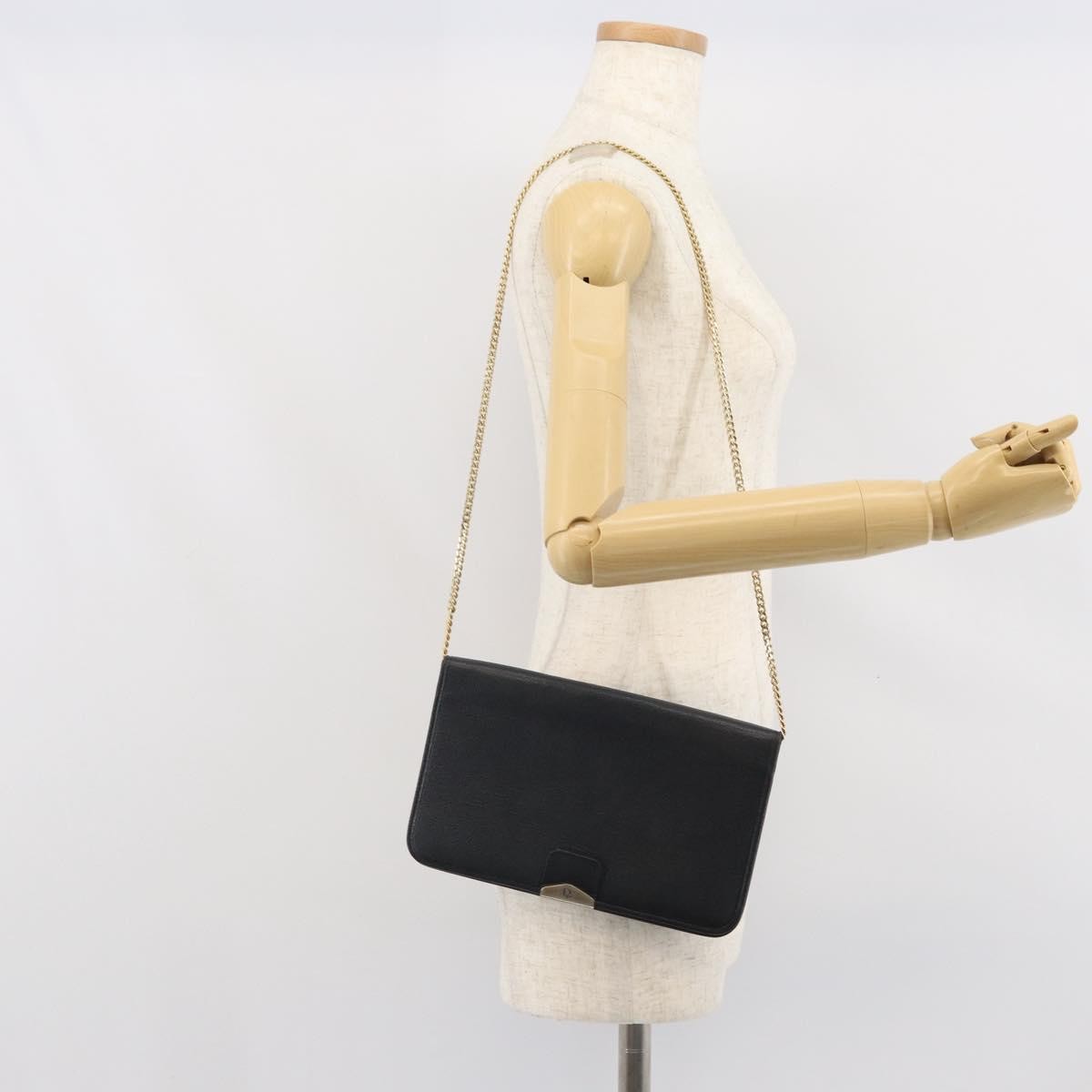 Christian Dior Vintage Chain Flap Leather Black Leather Shoulder Bag Bag (Pre-Owned)