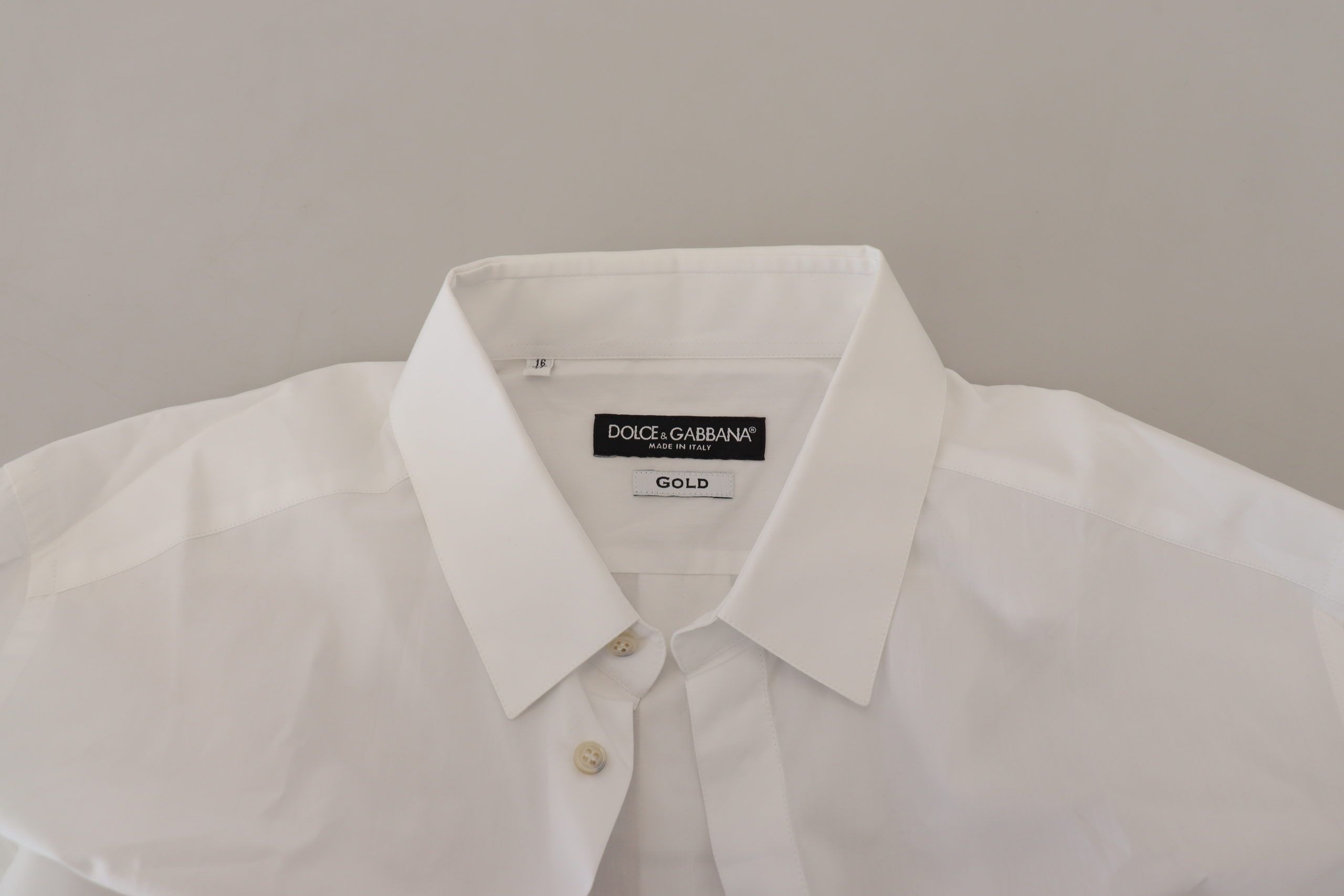 Dolce & Gabbana White Cotton Peacock Feather Formal GOLD Men's Shirt