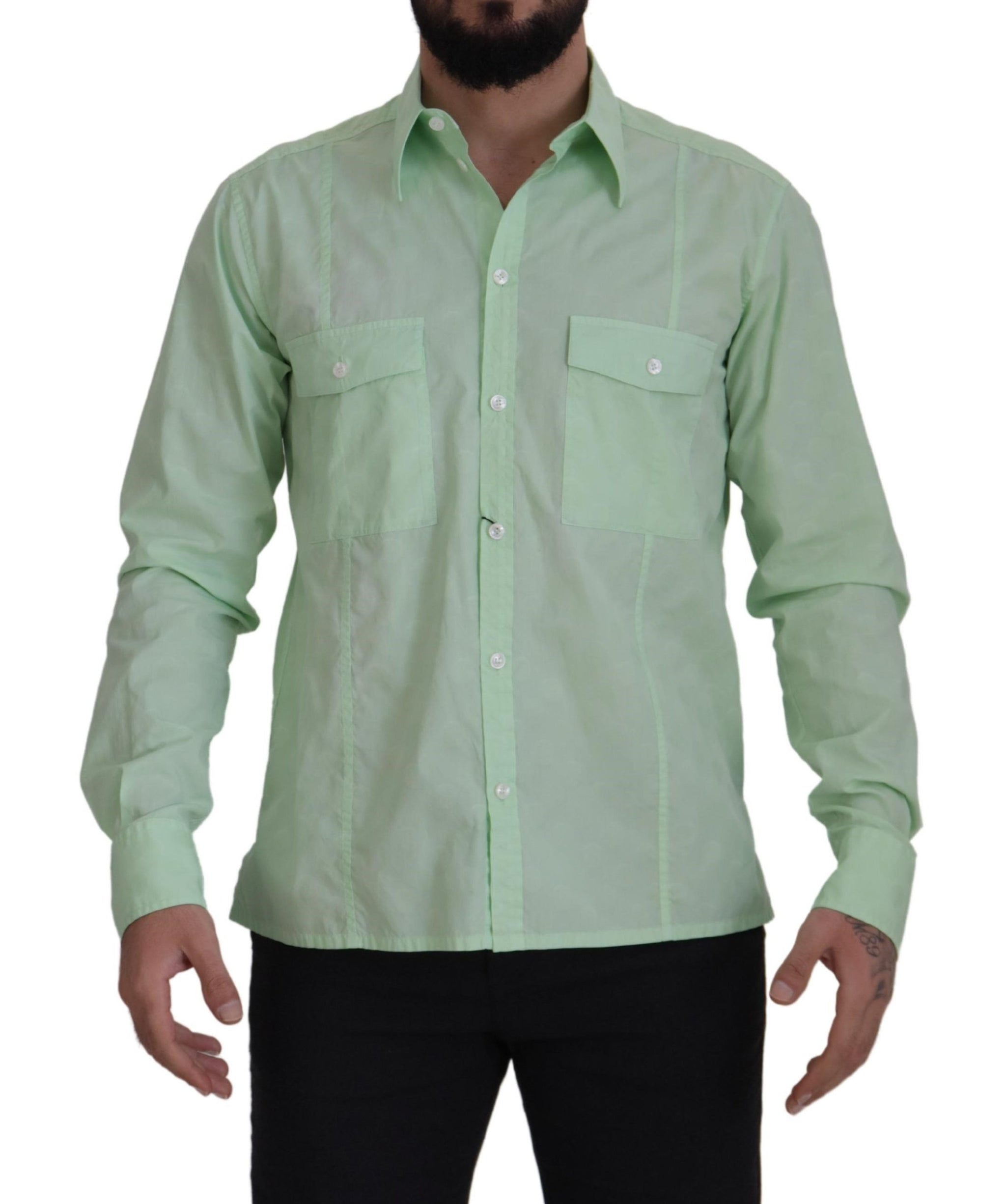 Dolce & Gabbana Mint Green Long Sleeves Button Down Men's Shirt Dolce & Gabbana Mint Green Long Sleeves Button Down Men's Shirt