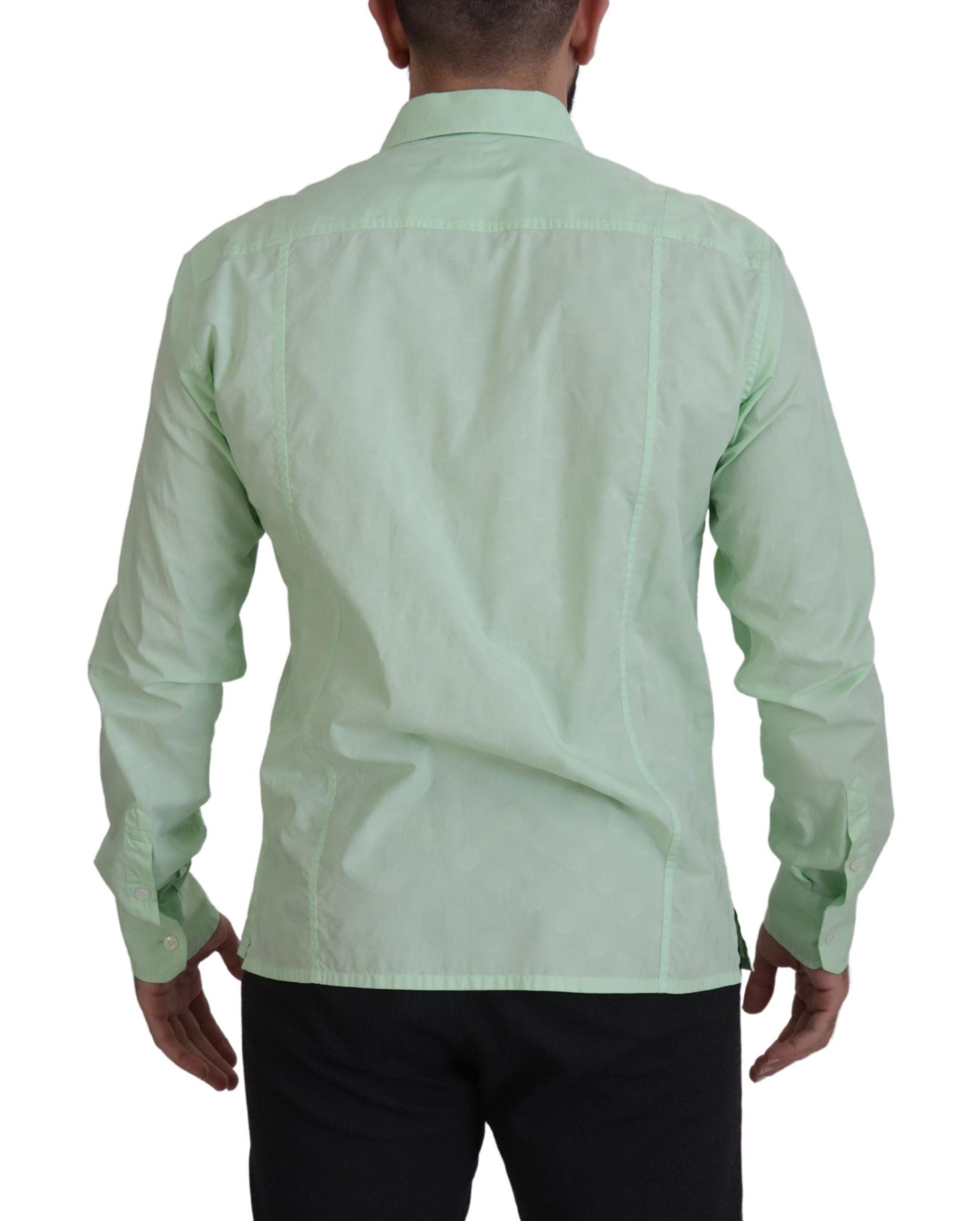 Dolce & Gabbana Mint Green Long Sleeves Button Down Men's Shirt