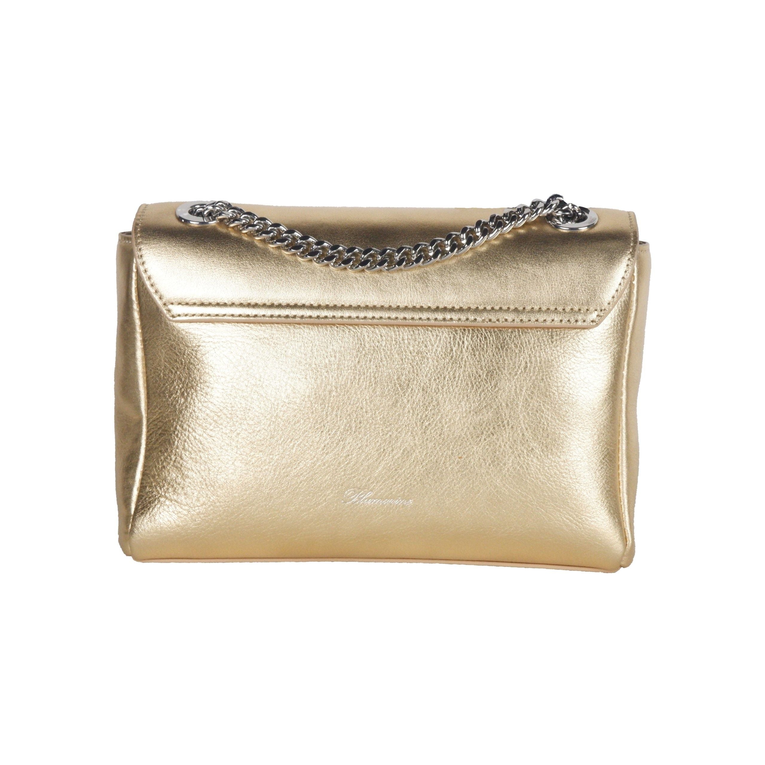 Blumarine Gold Leather Shoulder Bag