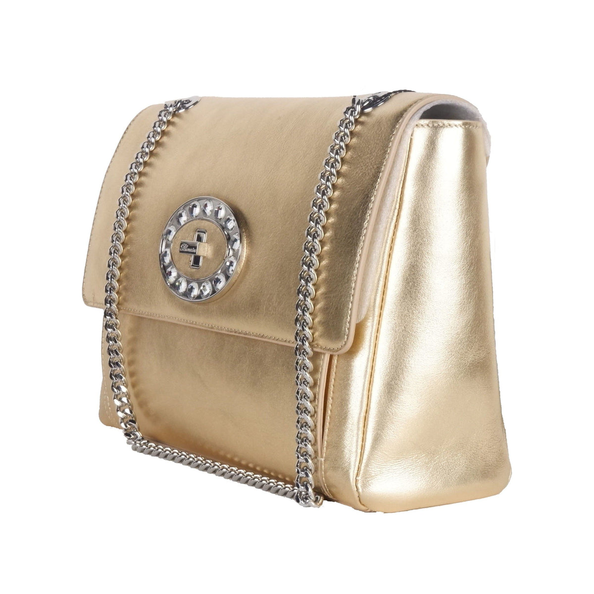 Blumarine Gold Leather Shoulder Bag