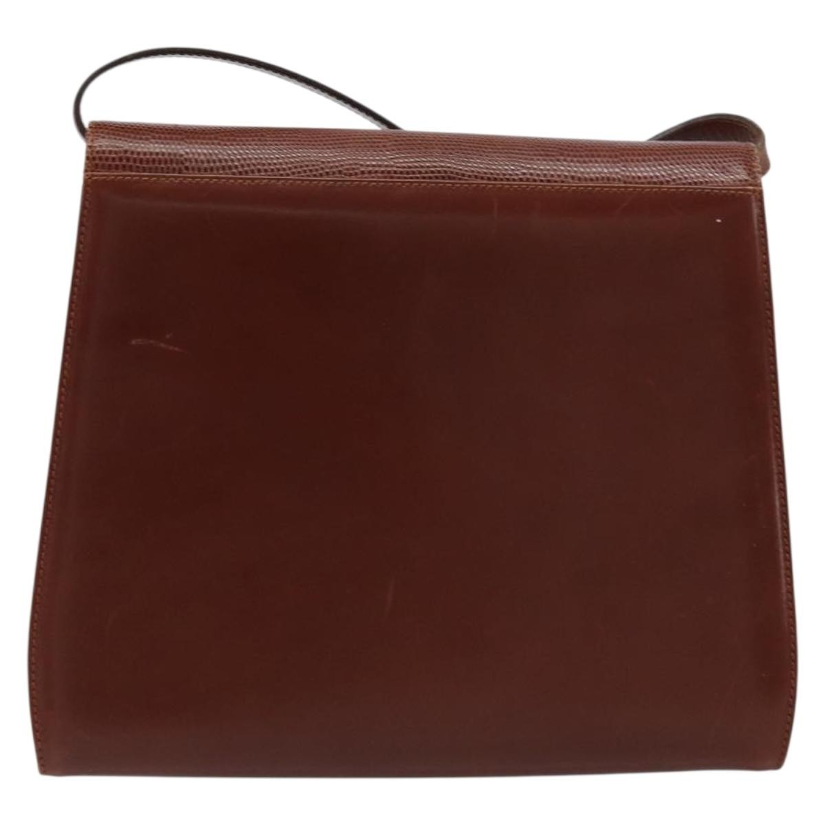 Salvatore Ferragamo Gancini Leather Brown Leather Shoulder Bag Bag (Pre-Owned)