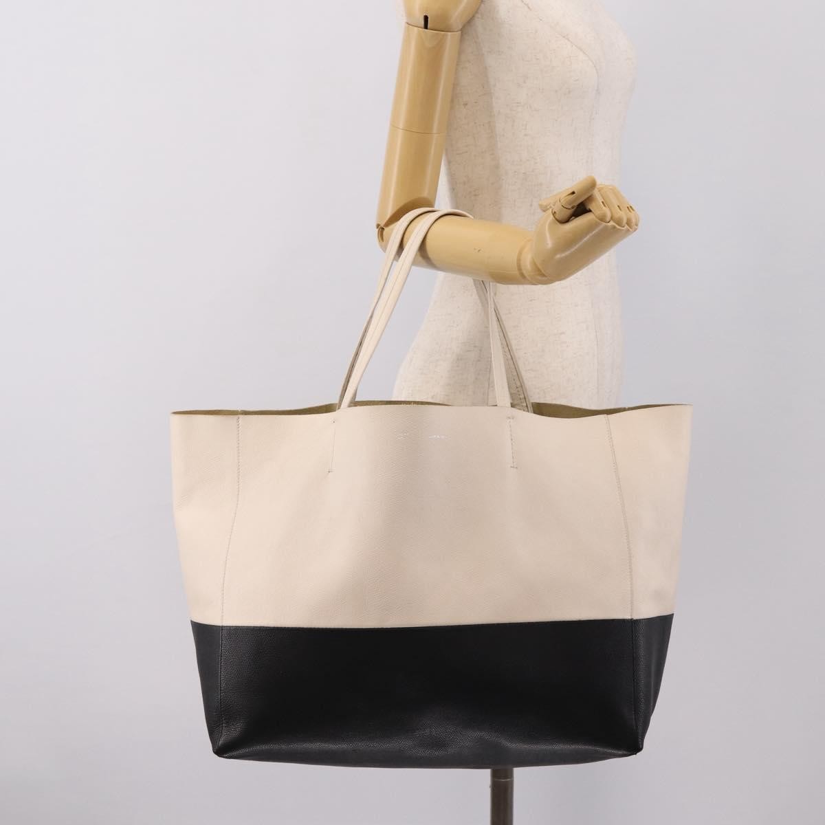 Celine Cabas Leather White Leather Tote Bag Bag (Pre-Owned)