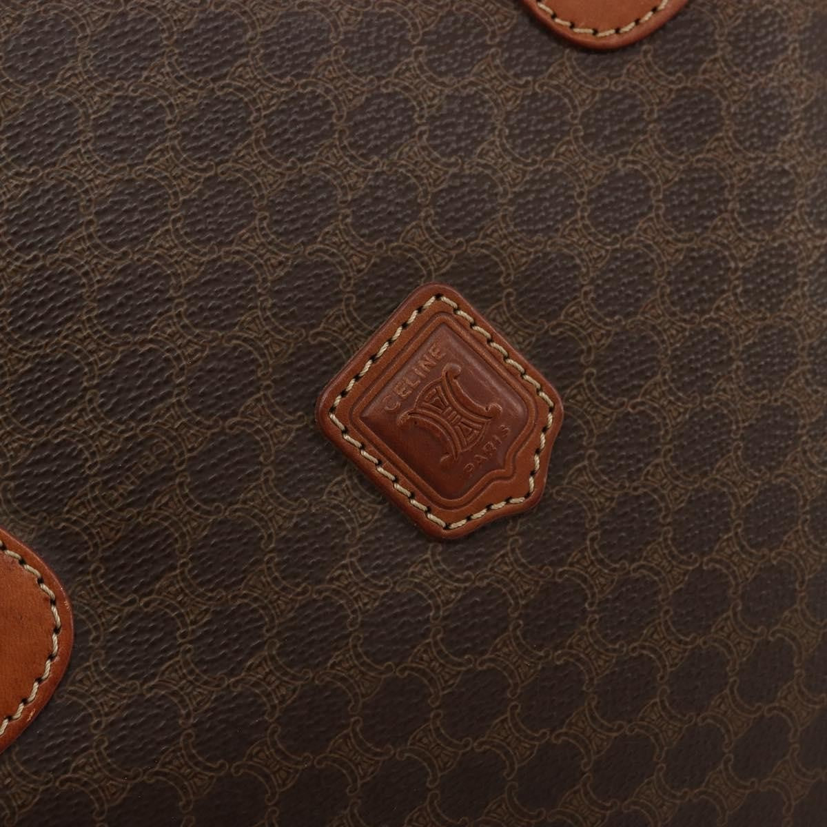Celine Vintage Macadam Canvas And Leather Brown Canvas Tote Bag Bag (Pre-Owned)