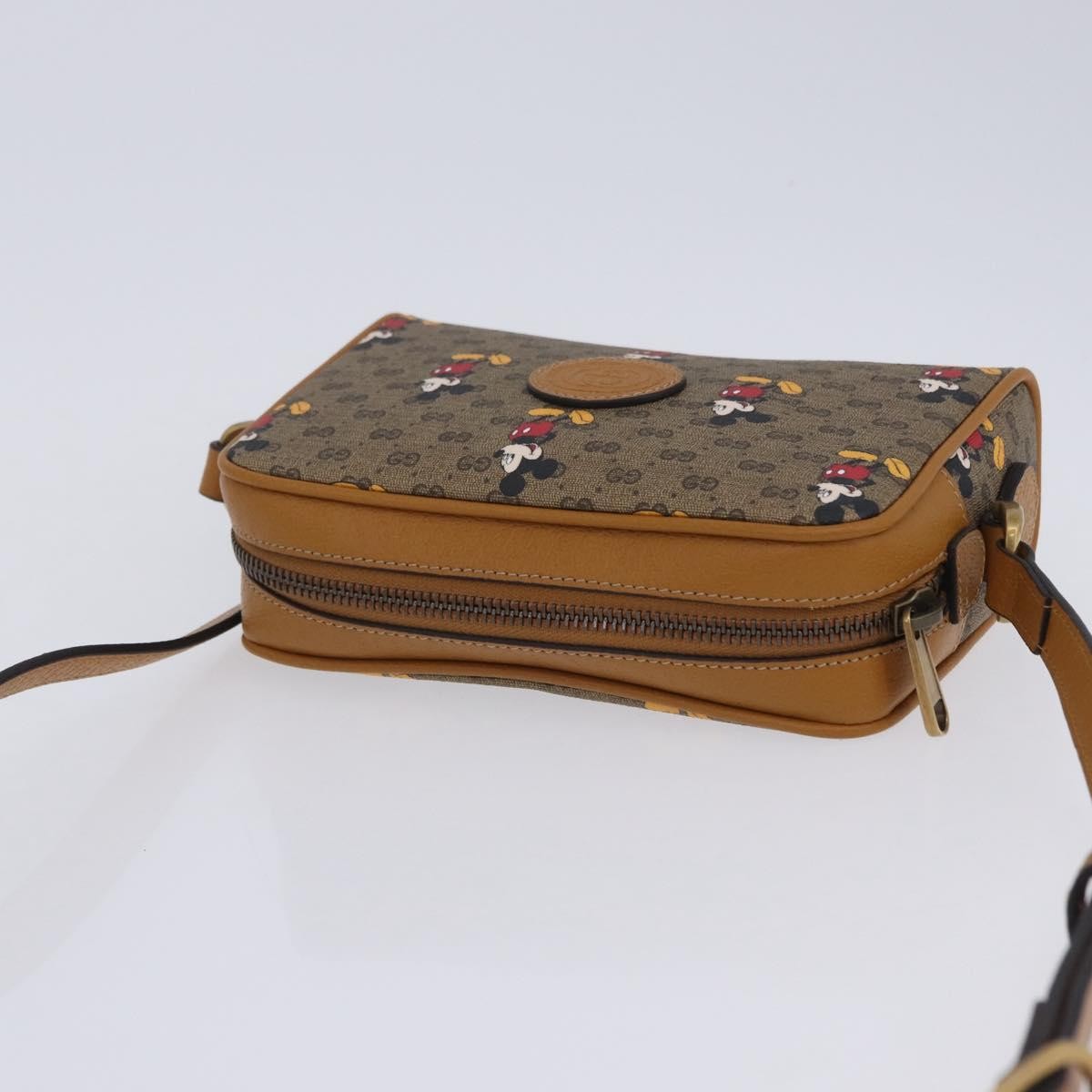 Gucci Disney Mickey Mouse Printed Mini Gg Coated Canvas Beige Canvas Shoulder Bag Bag (Pre-Owned)