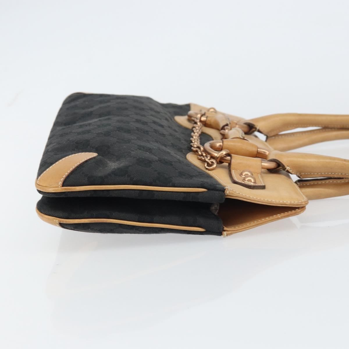 Gucci Horsebit Bracket Tote Gg Canvas And Leather Black Canvas Tote Bag Bag (Pre-Owned)