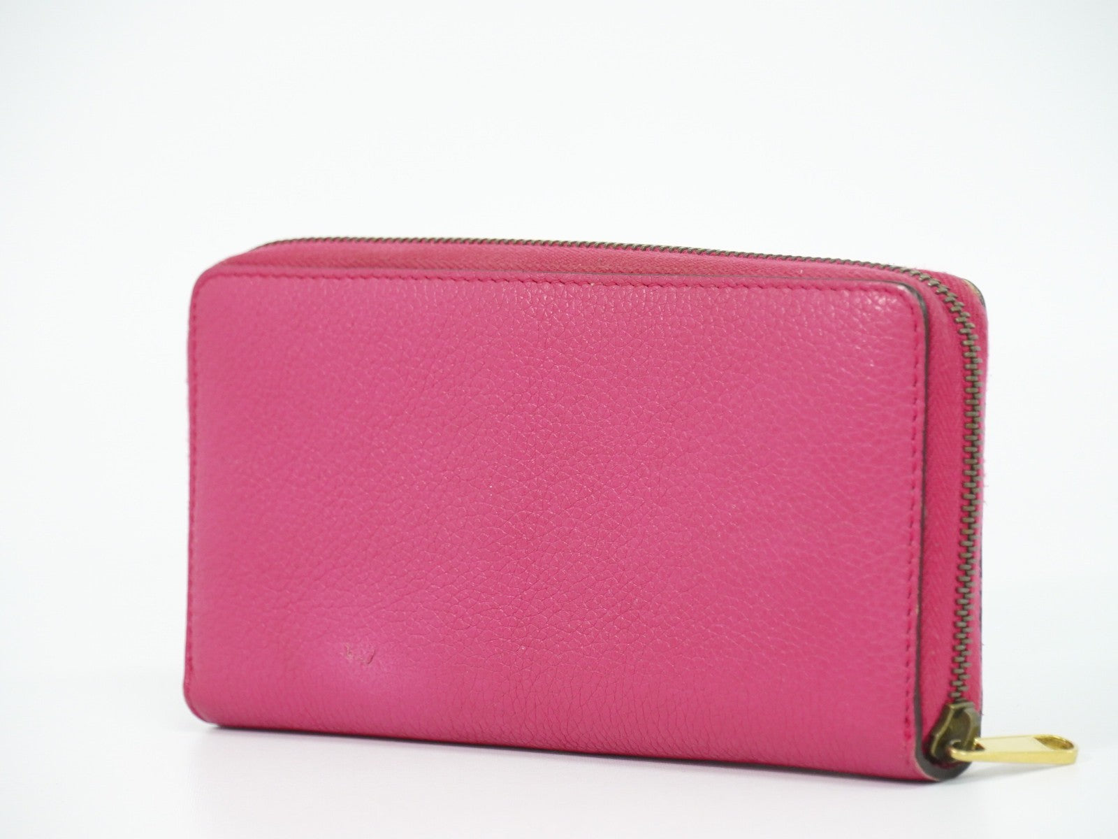 Gucci Vintage Logo Zip Around Leather Pink Leather Wallets Accessory (Pre-Owned)