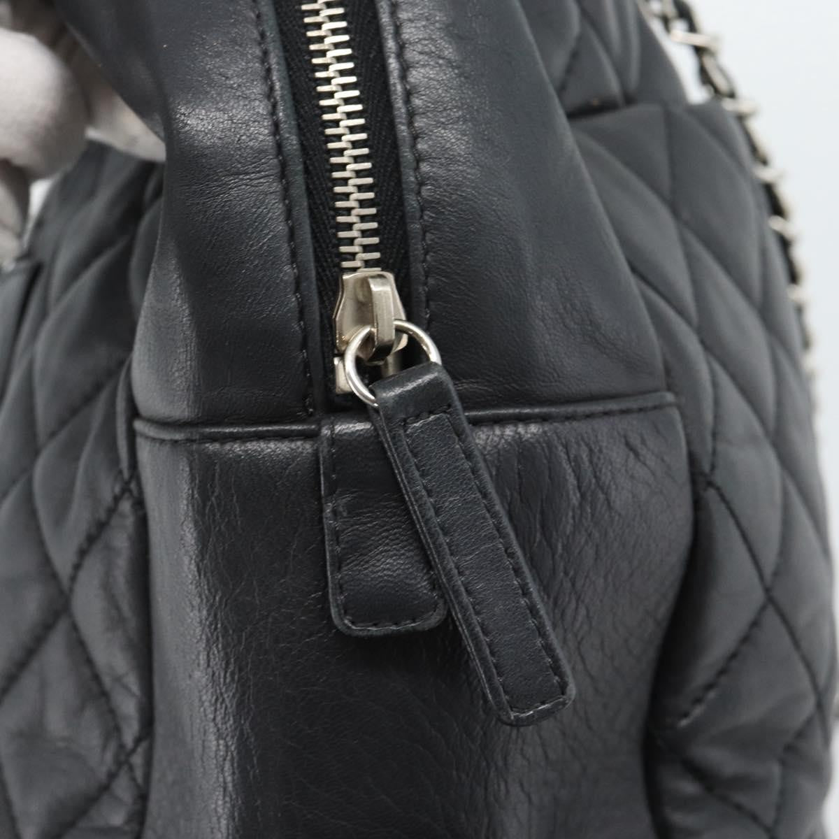 Chanel Mademoiselle Chain Quilted Lambskin Black Leather Shoulder Bag Bag (Pre-Owned)