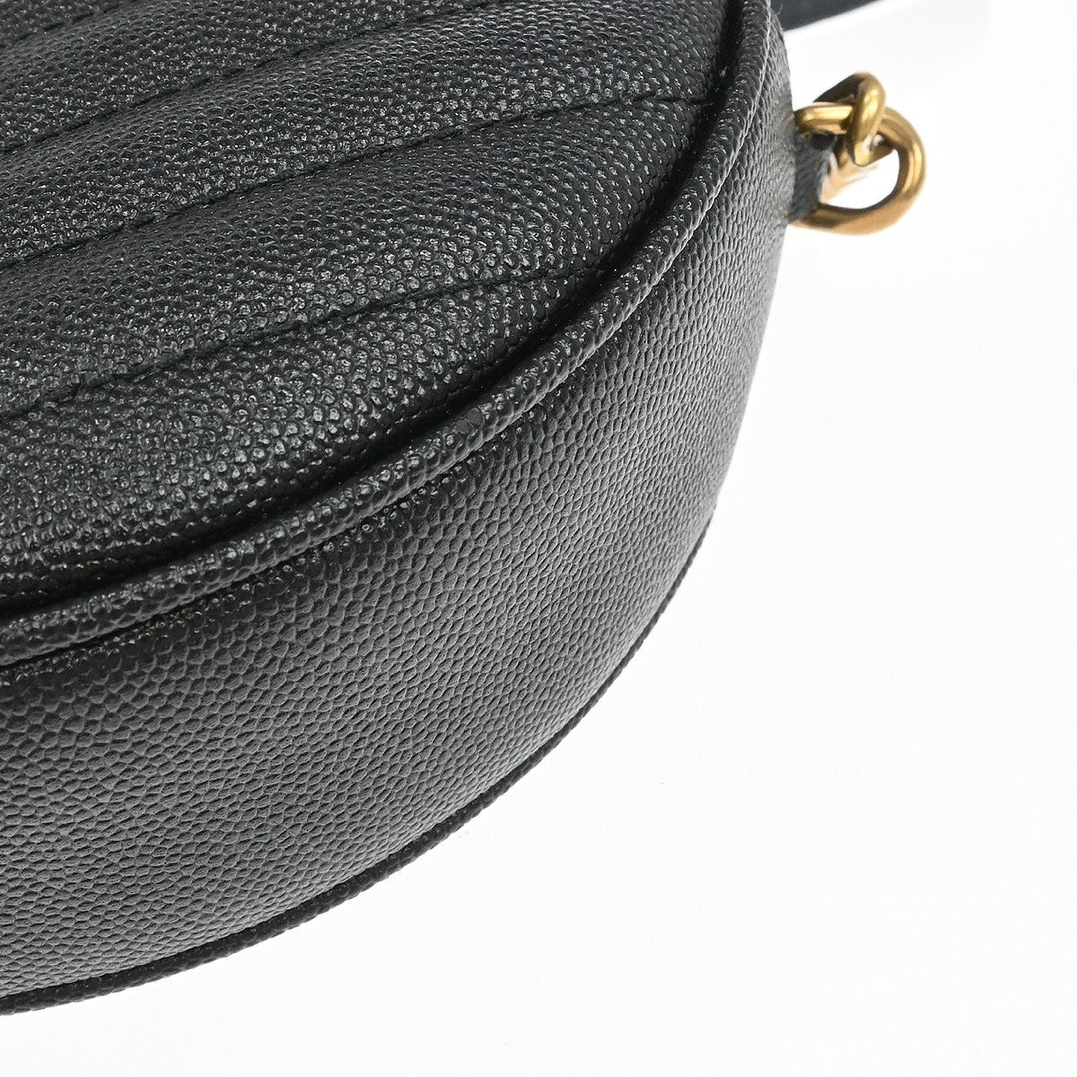 Saint Laurent Vinyle Round Camera Matelasse Chevron Leather Black Leather Crossbody Bag Bag (Pre-Owned)
