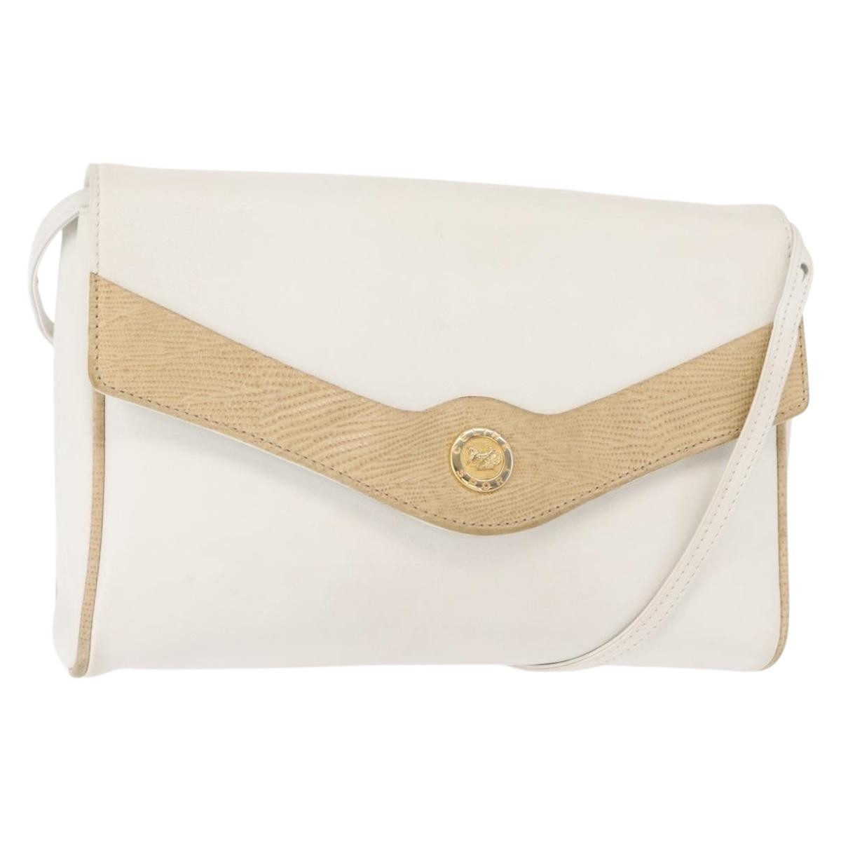 Celine Shoulder Leather White Leather Shoulder Bag Bag (Pre-Owned)