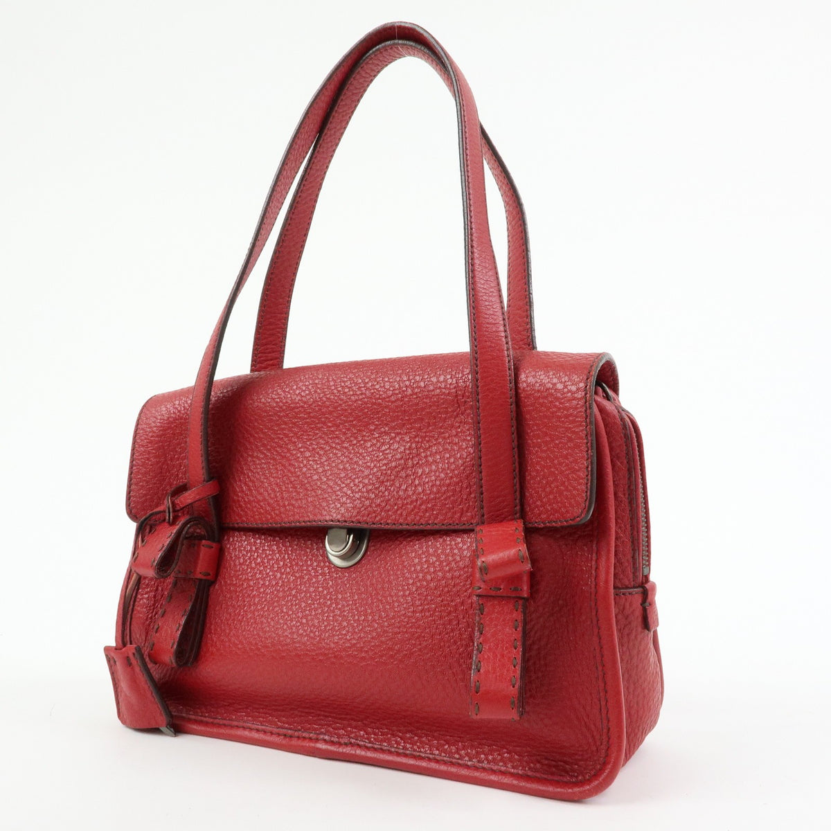 Prada Shoulder Leather Red Leather Shoulder Bag Bag (Pre-Owned)