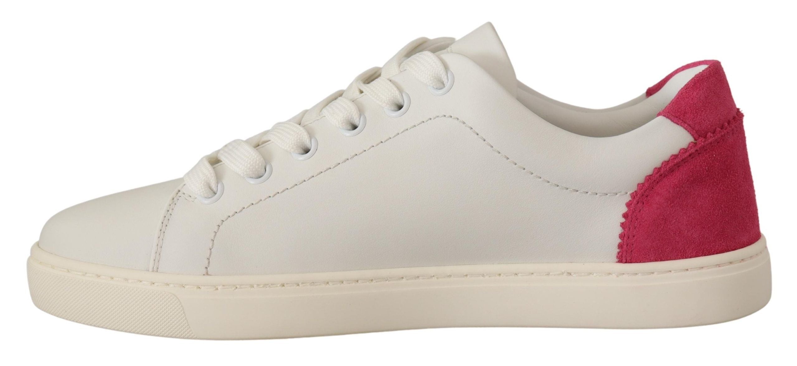 Dolce & Gabbana Elegant White Leather Low-Top Women's Sneakers