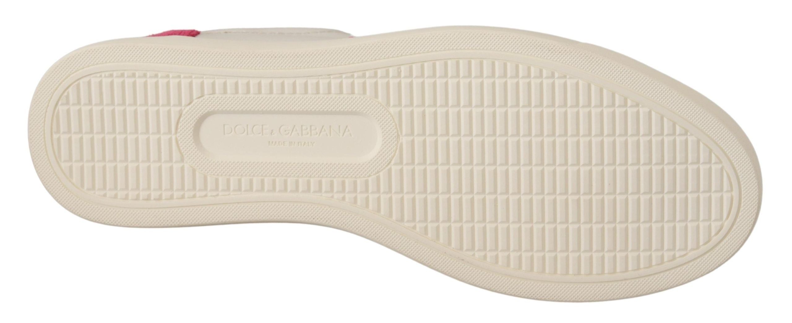 Dolce & Gabbana Elegant White Leather Low-Top Women's Sneakers