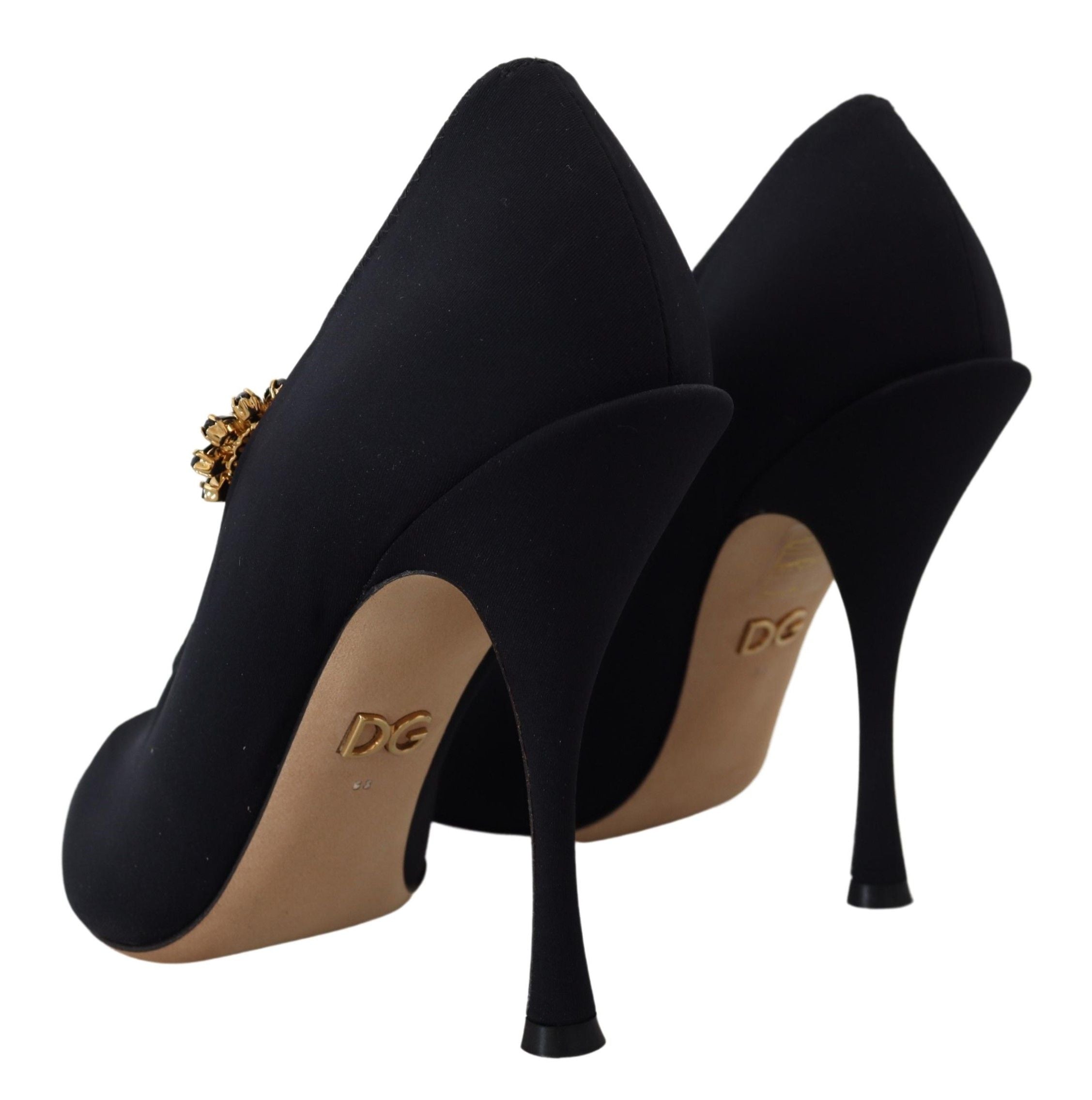 Dolce & Gabbana Black Socks Stretch Crystal Pumps Women's Shoes
